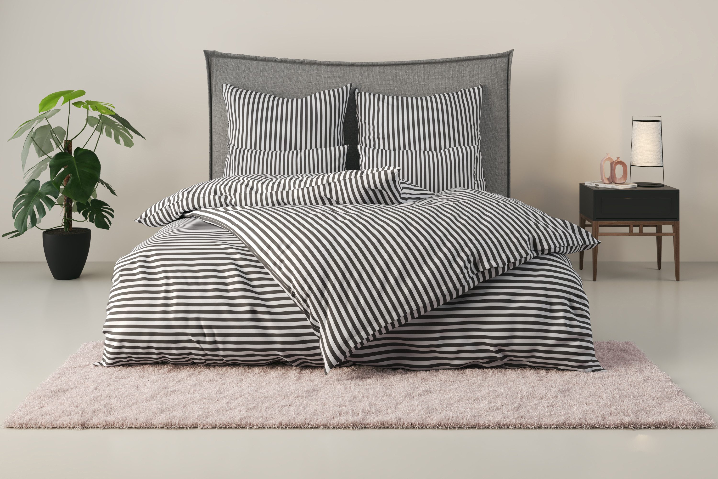 LeGer Home by Lena Gercke Bettwäsche Linnea, Renforcé, 2 teilig, aus 100% Baumwolle, Streifendesign