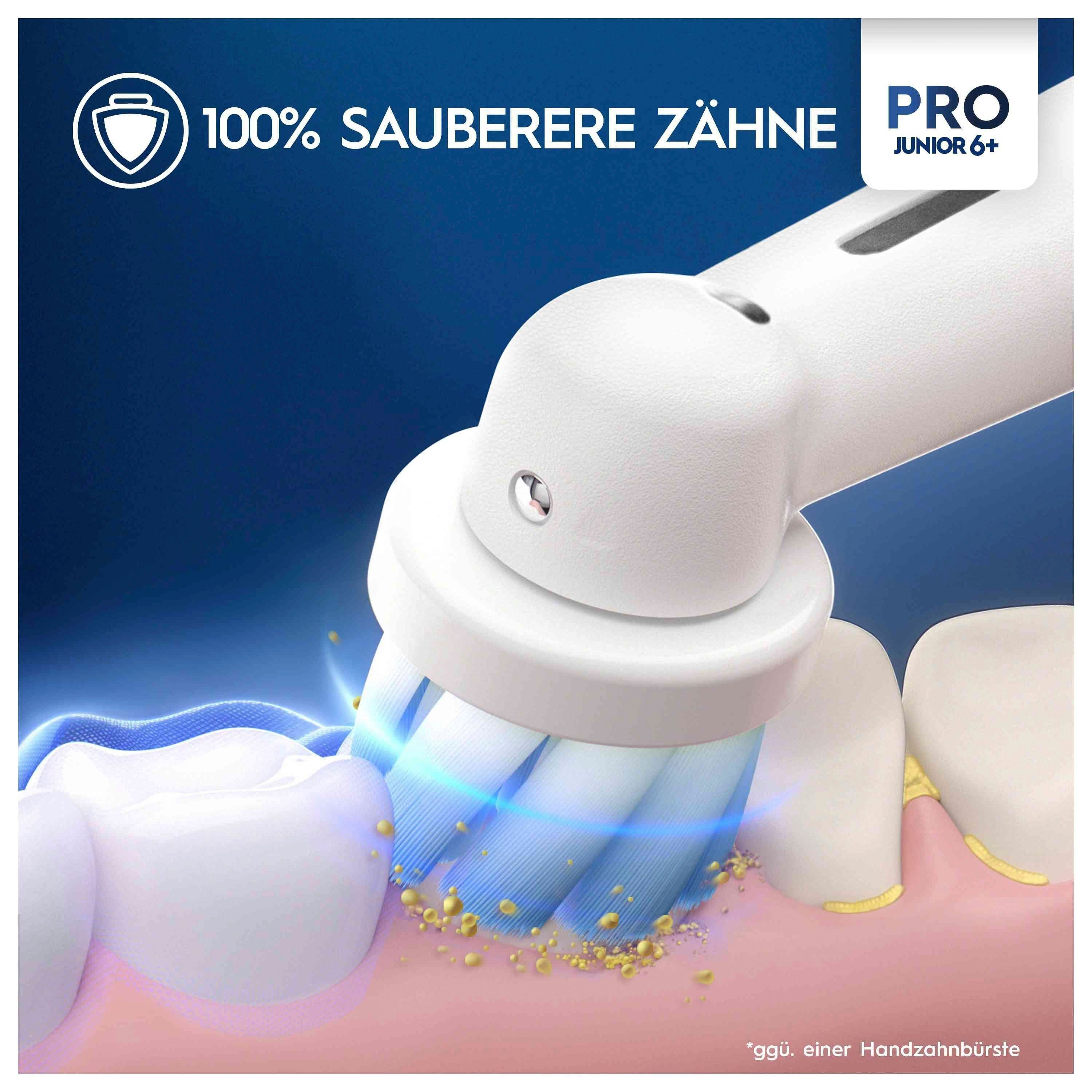 Oral-B Elektrische Zahnbürste Oral-B Pro Junior Elektrische Zahnbürste, Lila, Aufsteckbürsten: 1 St., Drucksensor
