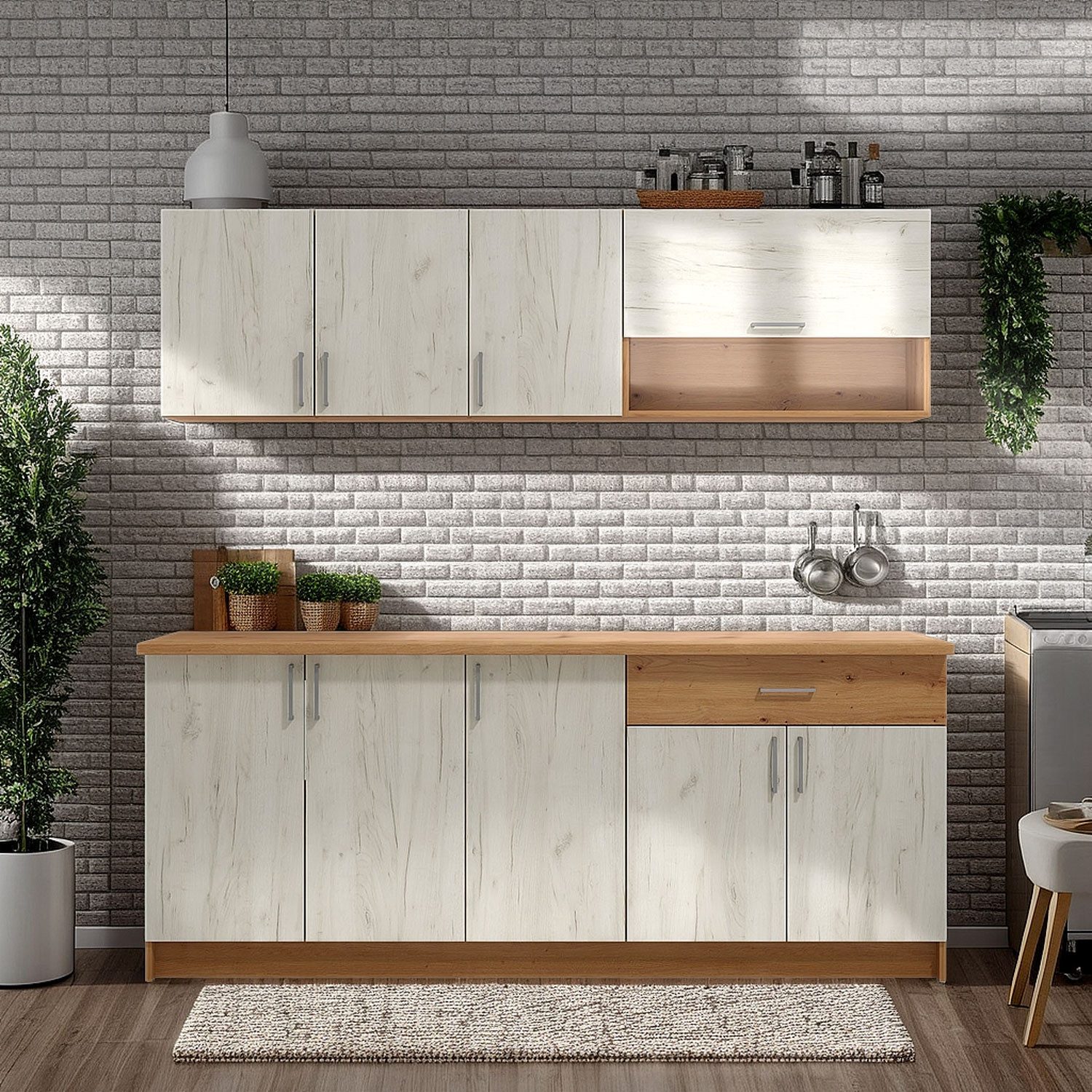 Homestyle4u Küchenzeile 200 cm ohne Geräte günstig online kaufen