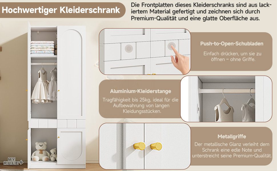 Flieks Kleiderschrank (2-St) 2 Set * Kleiderschrank mit Kleiderstange und Schubladen 80×50×200cm – Bild 3 von 5