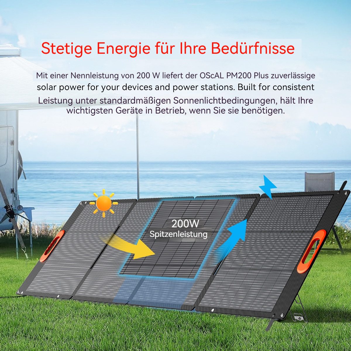 OSCAL Solarmodul Solarpanel 200W/400W 23% Monokristallines,wasserdichtes Solarladegerät, (1-St), Solar Ladegerät für Powerstastion