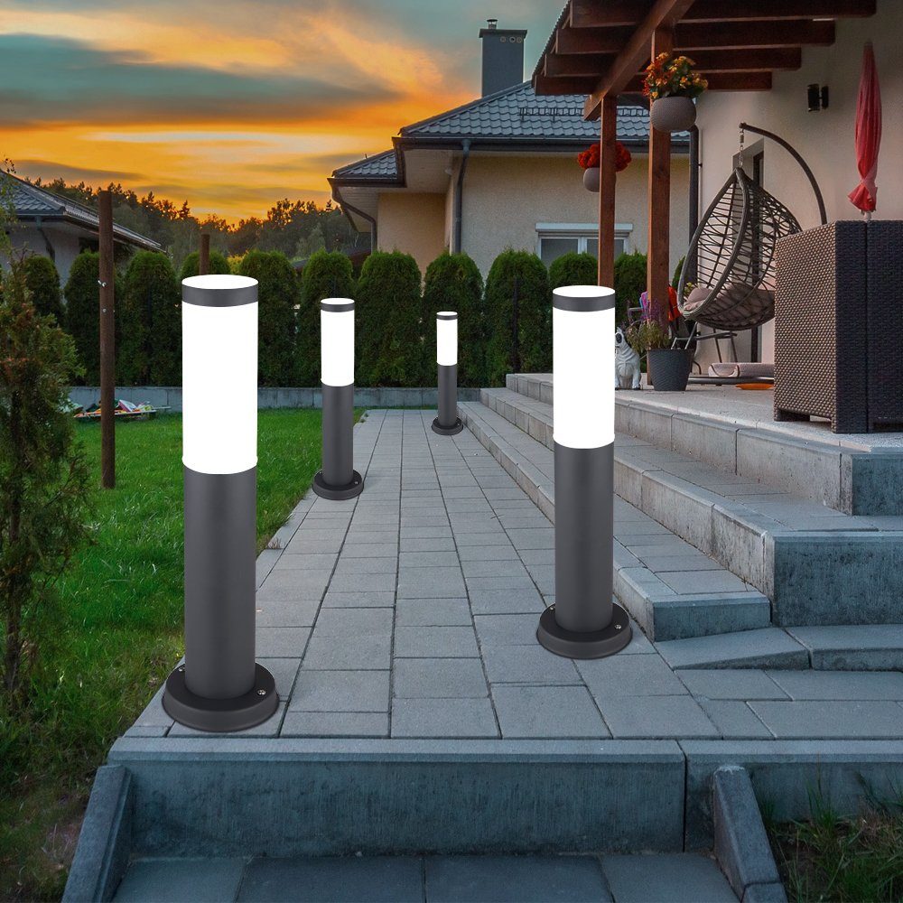 Steh etc-shop Leuchtmittel ANTHRAZIT inklusive, Warmweiß, Beleuchtung Leuchte Garten LED Edelstahl Sockel Außen-Stehlampe,