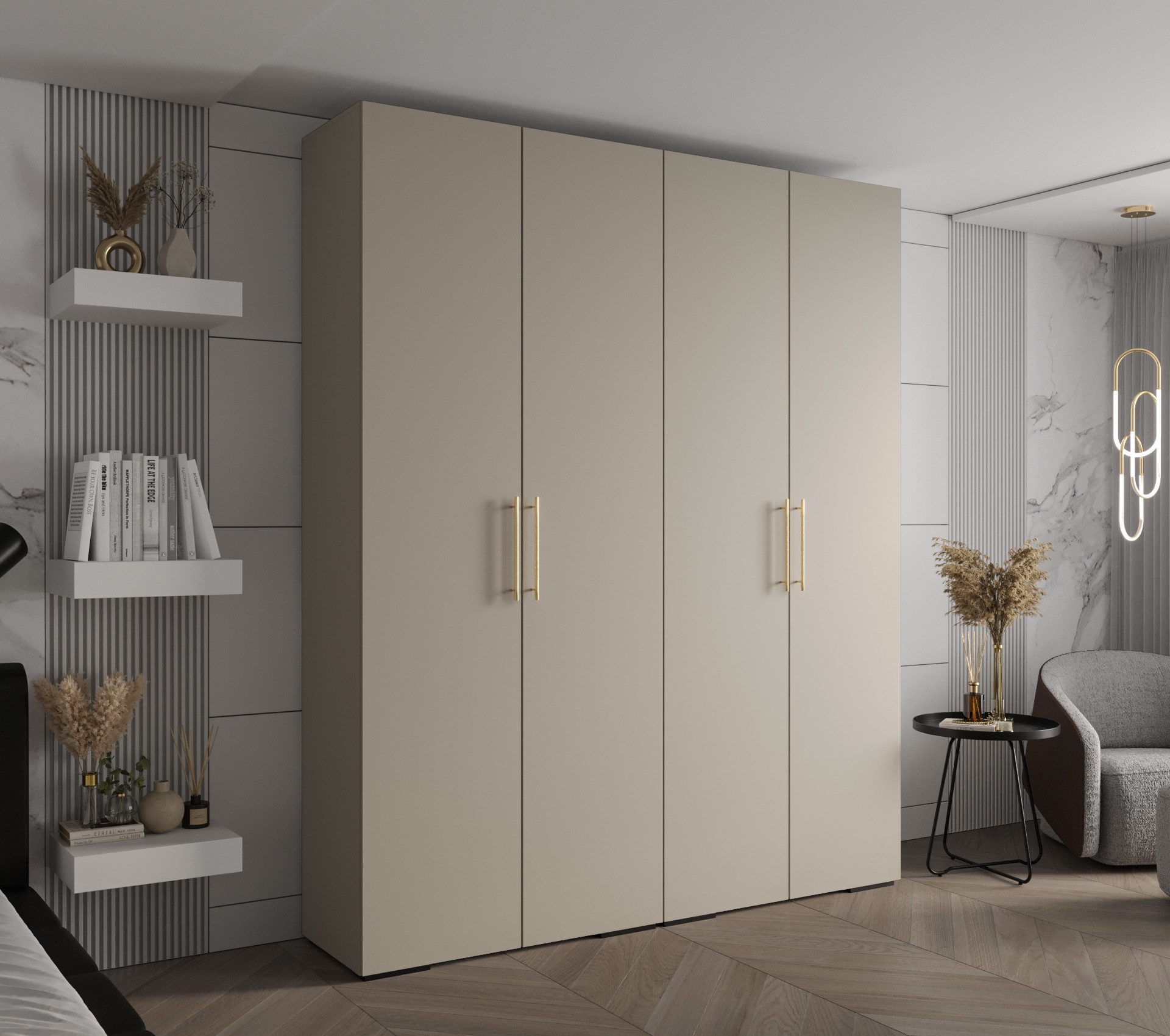 ABIKS MÖBEL Drehtürenschrank INOVA 3 Schlafzimmerschrank mit Kleiderstange und Regalen