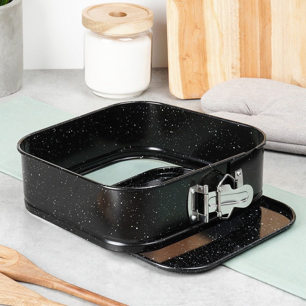 Vilde Springform 20x20x6.8 cm quadratisch aus Karbonstahl mit Granitbeschichtung, herausnehmbarer Boden, auslaufsicher, bis 230°C hitzebeständig – Bild 5 von 5
