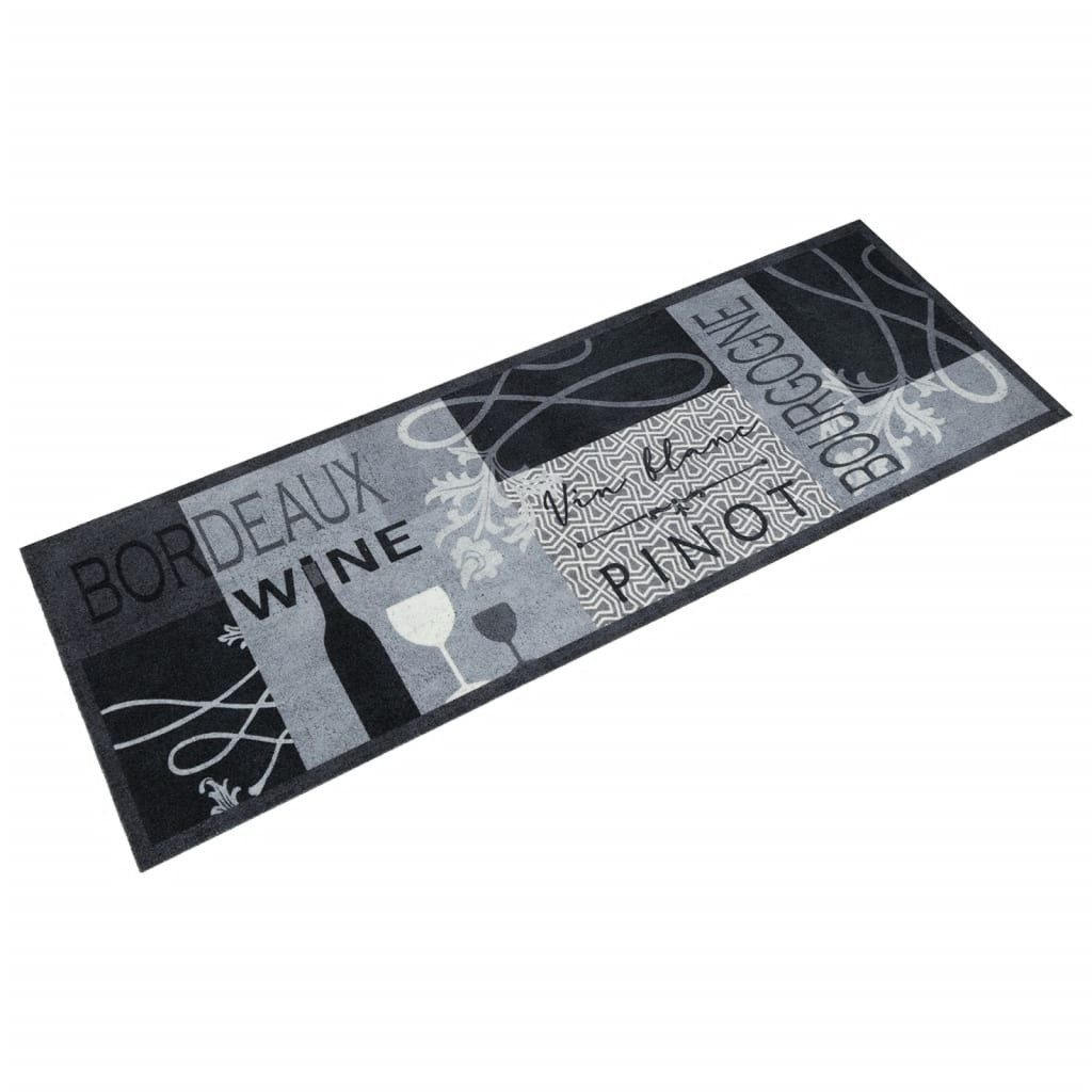 vidaXL Teppich Läufer Brücke Küchenteppich Waschbar Wein Grau 60x180 cm Samt, Höhe: 0 mm
