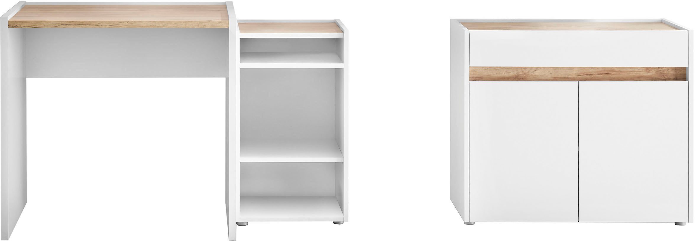 Home affaire Büromöbel-Set CITY/GiRON, modernes Design, Homeoff., Büro in zwei Farben/Wotan Eiche, (Set, 3-tlg), enthält Unterschrank, Kommode, Schreibtisch, wohnliches Home Office