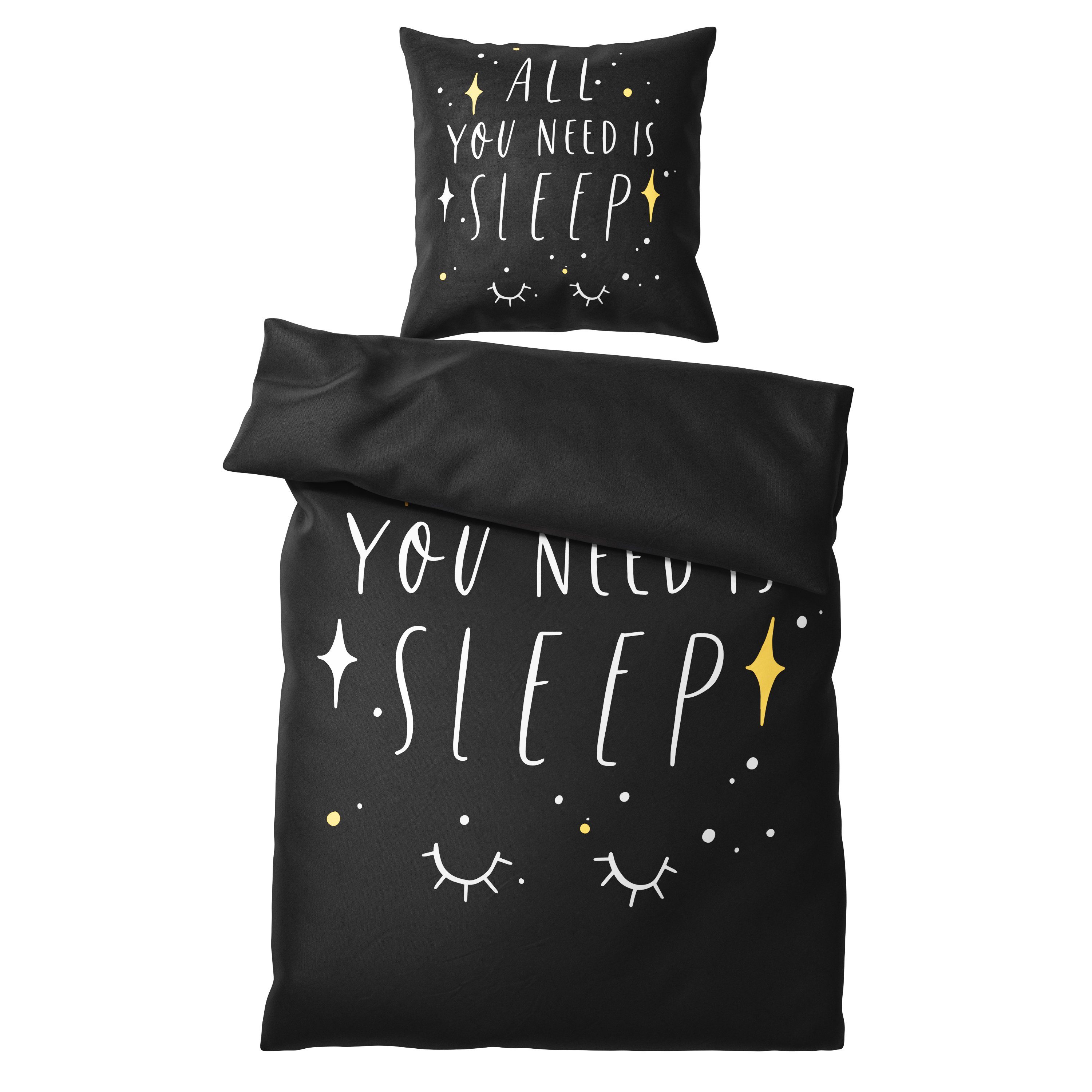 Bettwäsche »All You Need is Sleep 135x200 cm, 100% feinste Baumwolle,  2-teilig, Bettbezug, Kissenbezug 80x80cm«, Sanilo online kaufen | OTTO