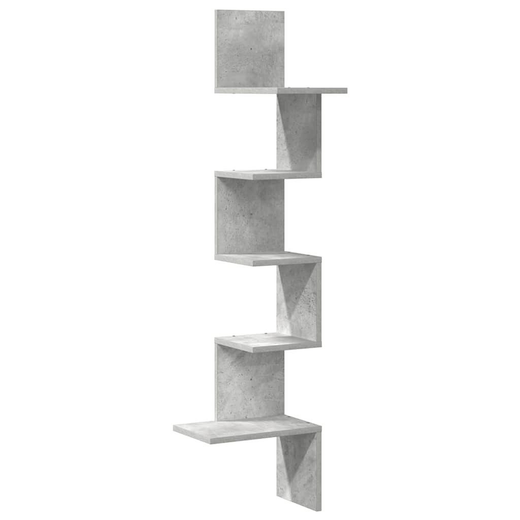 vidaXL Eckregal Wandregal Eckregal Betongrau 32x32x127,5 cm Holzwerkstoff