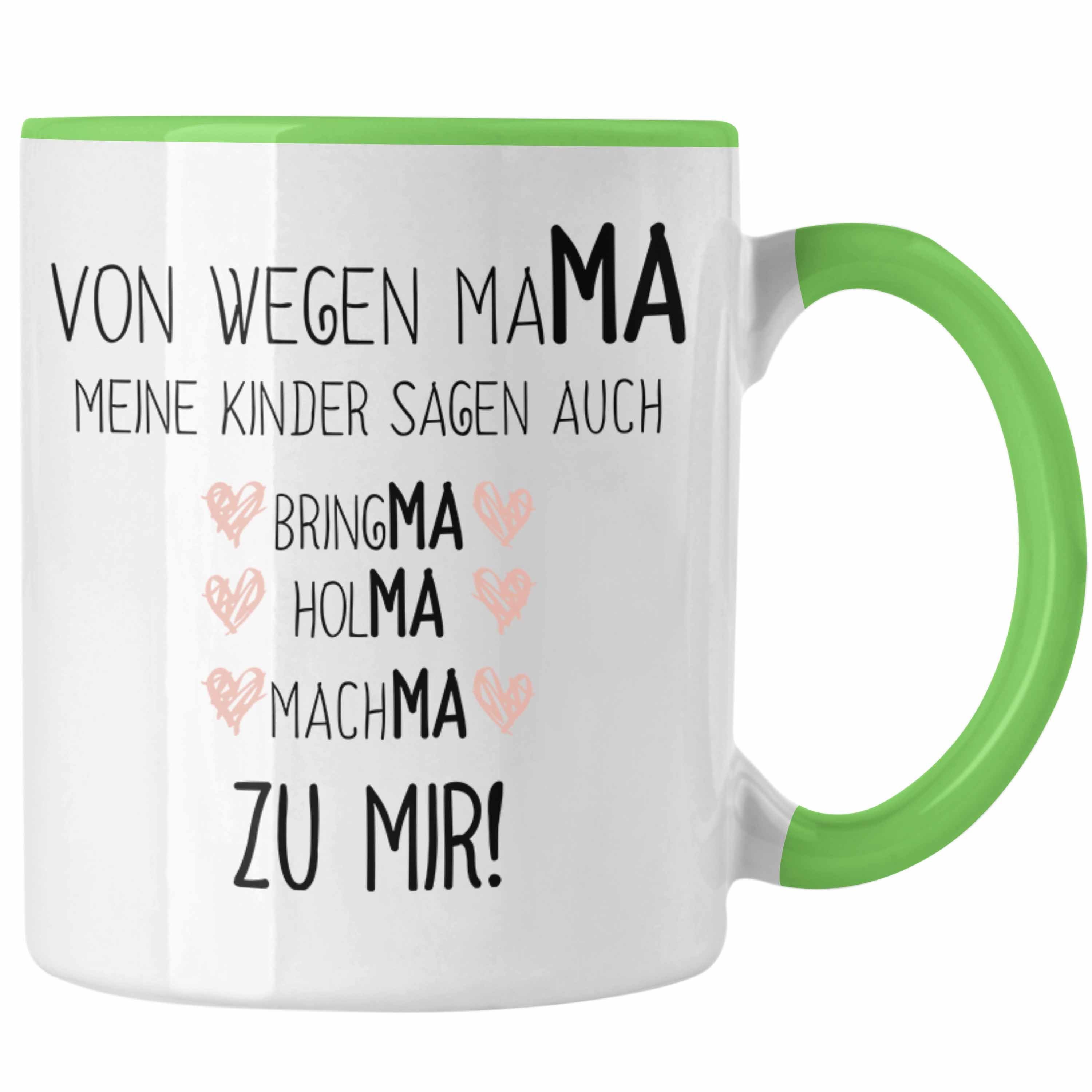 Trendation Tasse Trendation Sohn mit Spruch Mutter Tasse Mama - Grün Kaffeetasse Geschenk Muttertag Tochter von