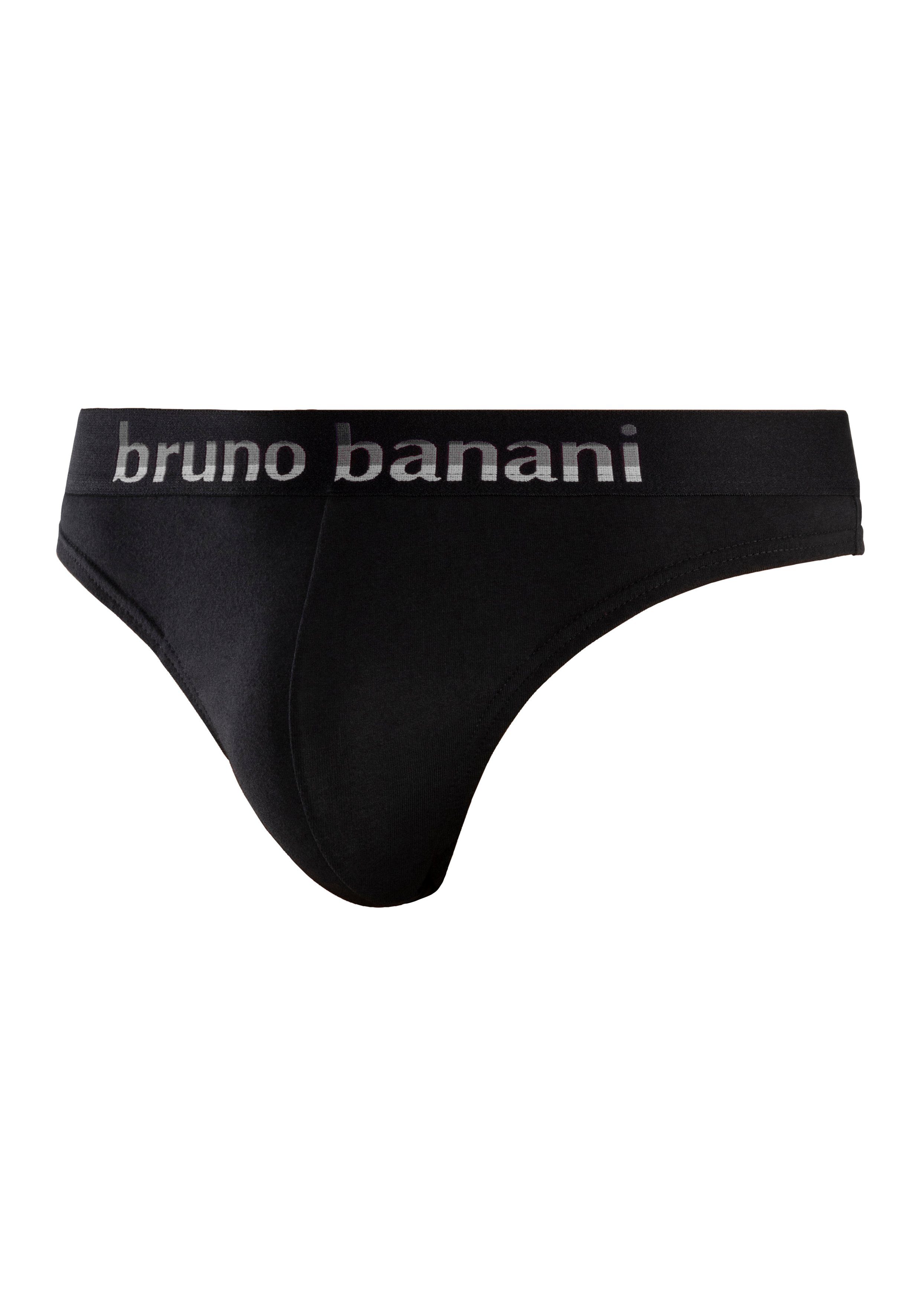 (Packung, 5-St) mit String navy-blau, Streifen grau-meliert-mint, Webbund schwarz-pink, schwarz-grau Logo Banani anthrazit-meliert-gelb, Bruno