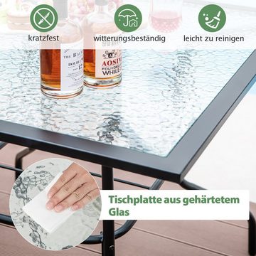 COSTWAY Gartentisch, Tischplatte aus Glas, 89 x 89 x 72cm