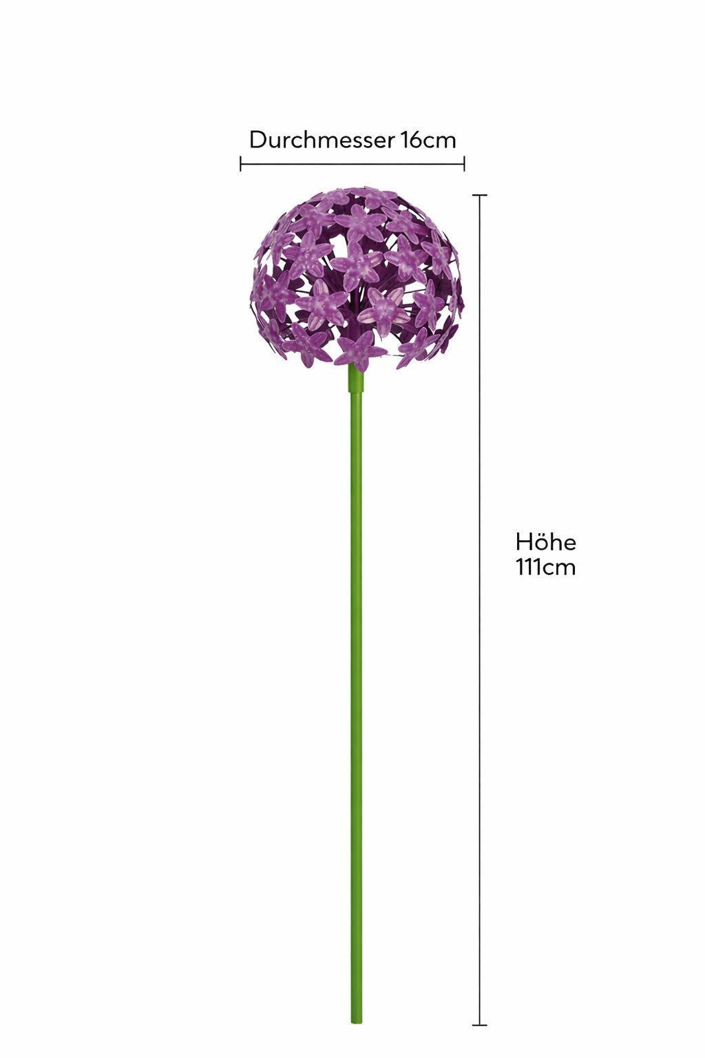 finehomegarden Gartenstecker Pflanzstecker Allium dunkellila "ArtFerro" Metall Ø16,2cm H111,2cm (1-St) Beetstecker Gartenstecker Blütenkugel Gartendeko Stecker/ – Bild 3 von 3