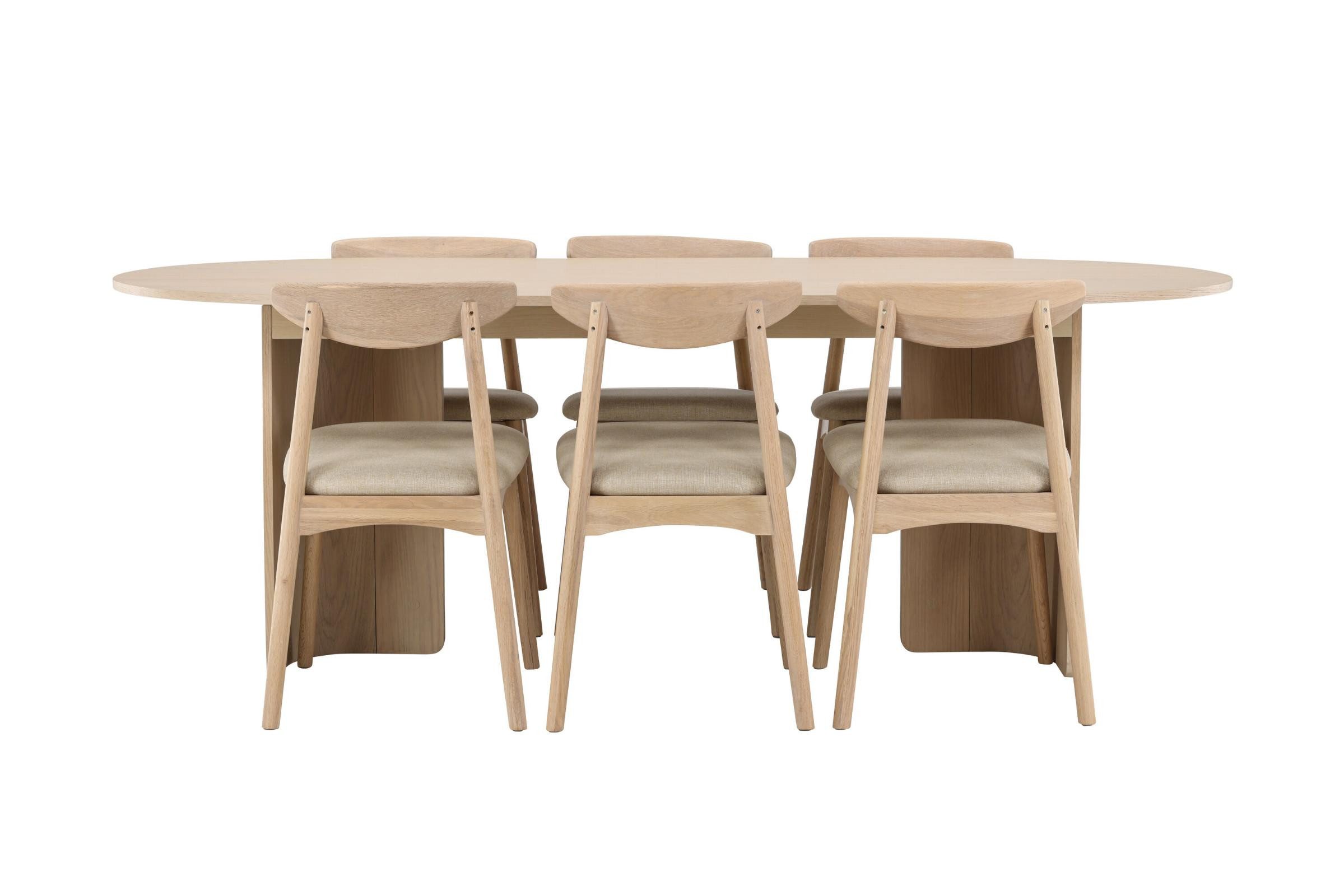 ebuy24 Essgruppe Tyresö Essgruppe Esstisch Whitewash 6 Stühle schwa, (7-tlg)