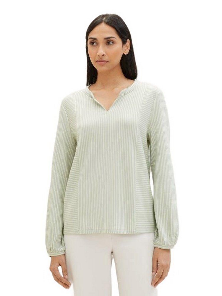 TOM TAILOR Langarmshirt VERTICAL STRIPE (1-tlg) aus Baumwollmix