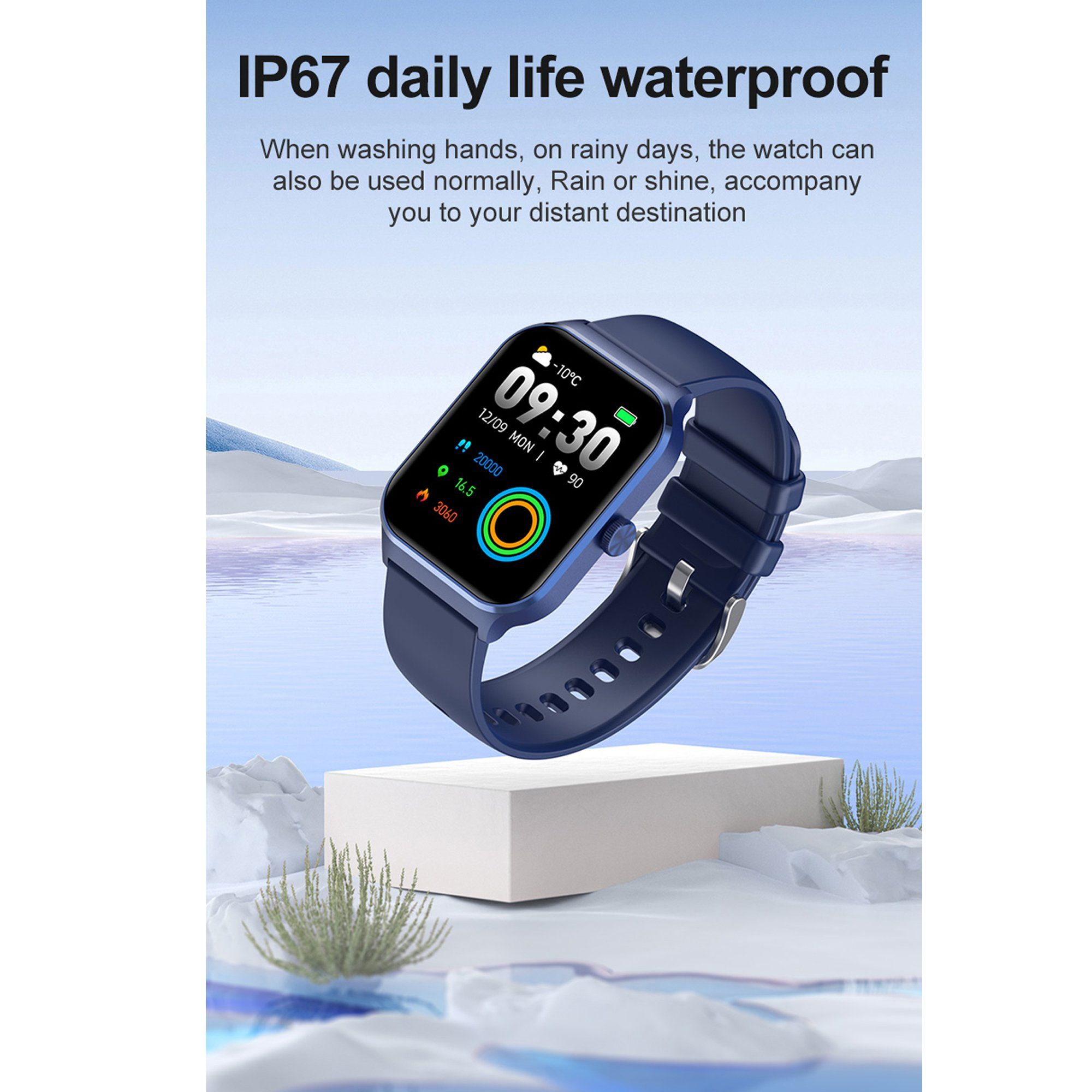 IBETTER Smartwatch,Fitness Tracker Uhr für,Damen Gold Schrittzähler Smartwatch Zoll), Schlafmonitor Reminder Message Herren Voll Smartwatch (1,96" HD Touchscreen mit