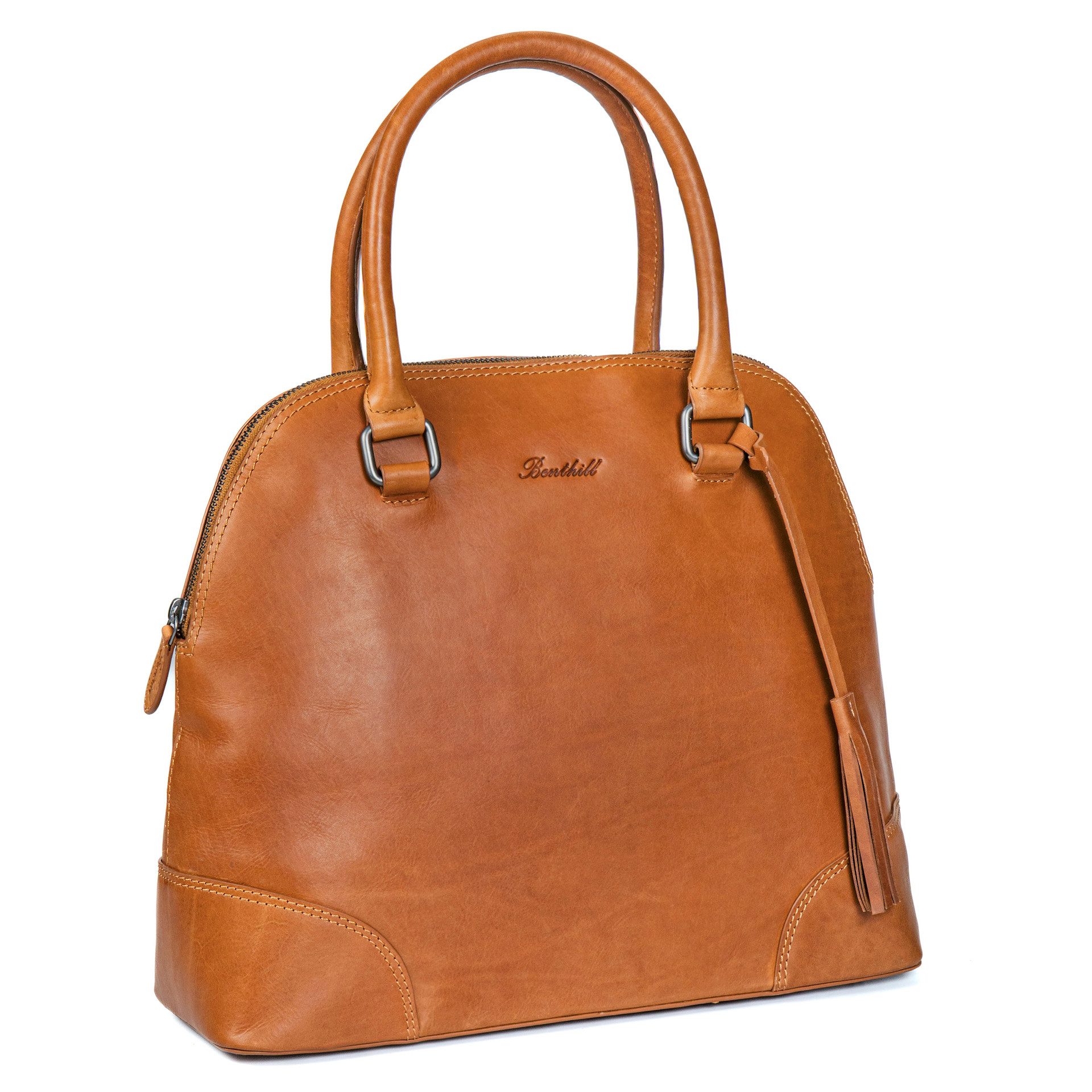 Benthill Henkeltasche Damen Handtasche Echt Leder Vintage Tasche Groß Frauen Umhängetasche, Reißverschlussfach