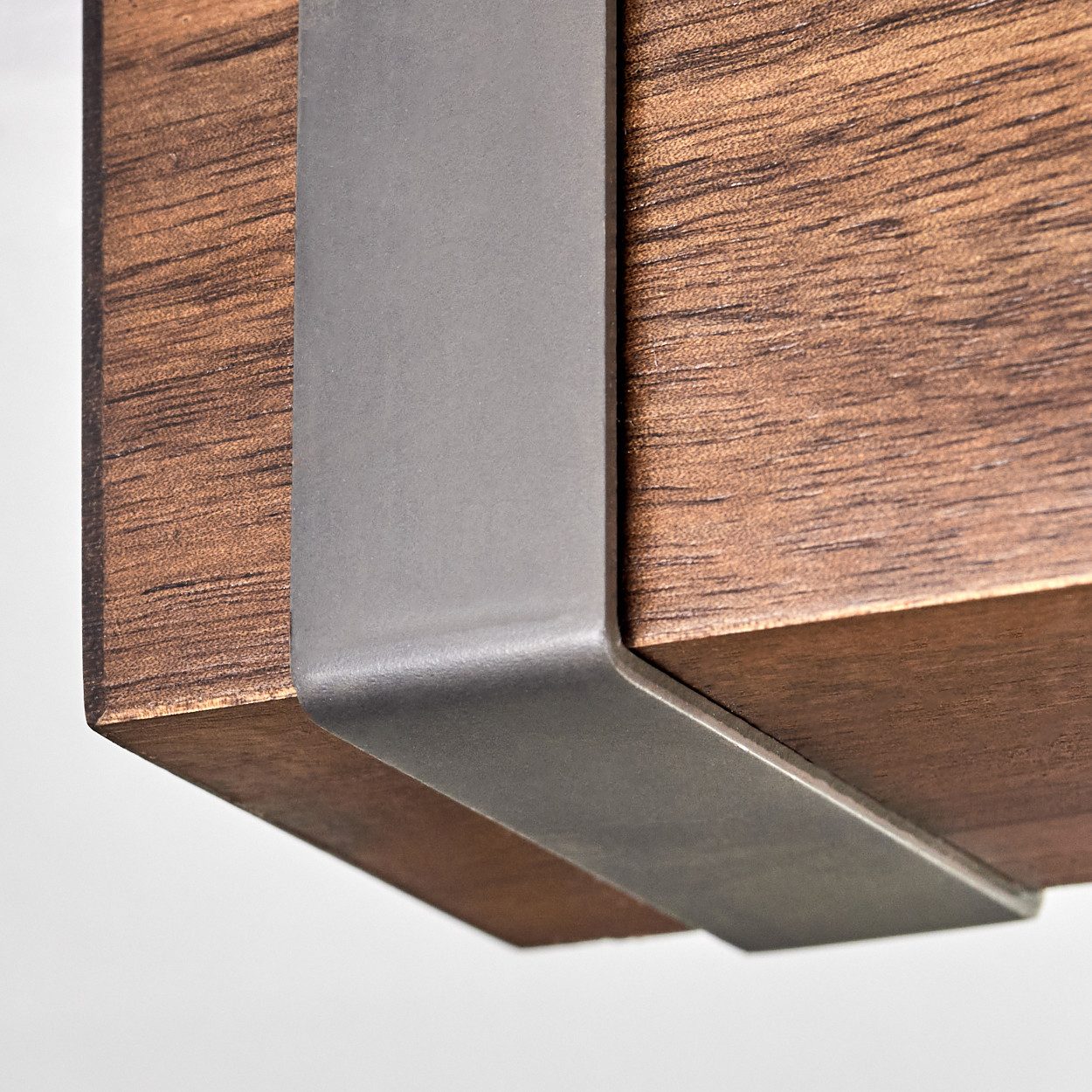 hofstein Deckenleuchte Deckenlampe verstellbar aus Metall/Holz in Grau/Dunkelbraun, ohne Leuchtmittel, Deckenleuchte im Industrial/Retro/Vintage-Design m. Holzbalken, 2xGU10