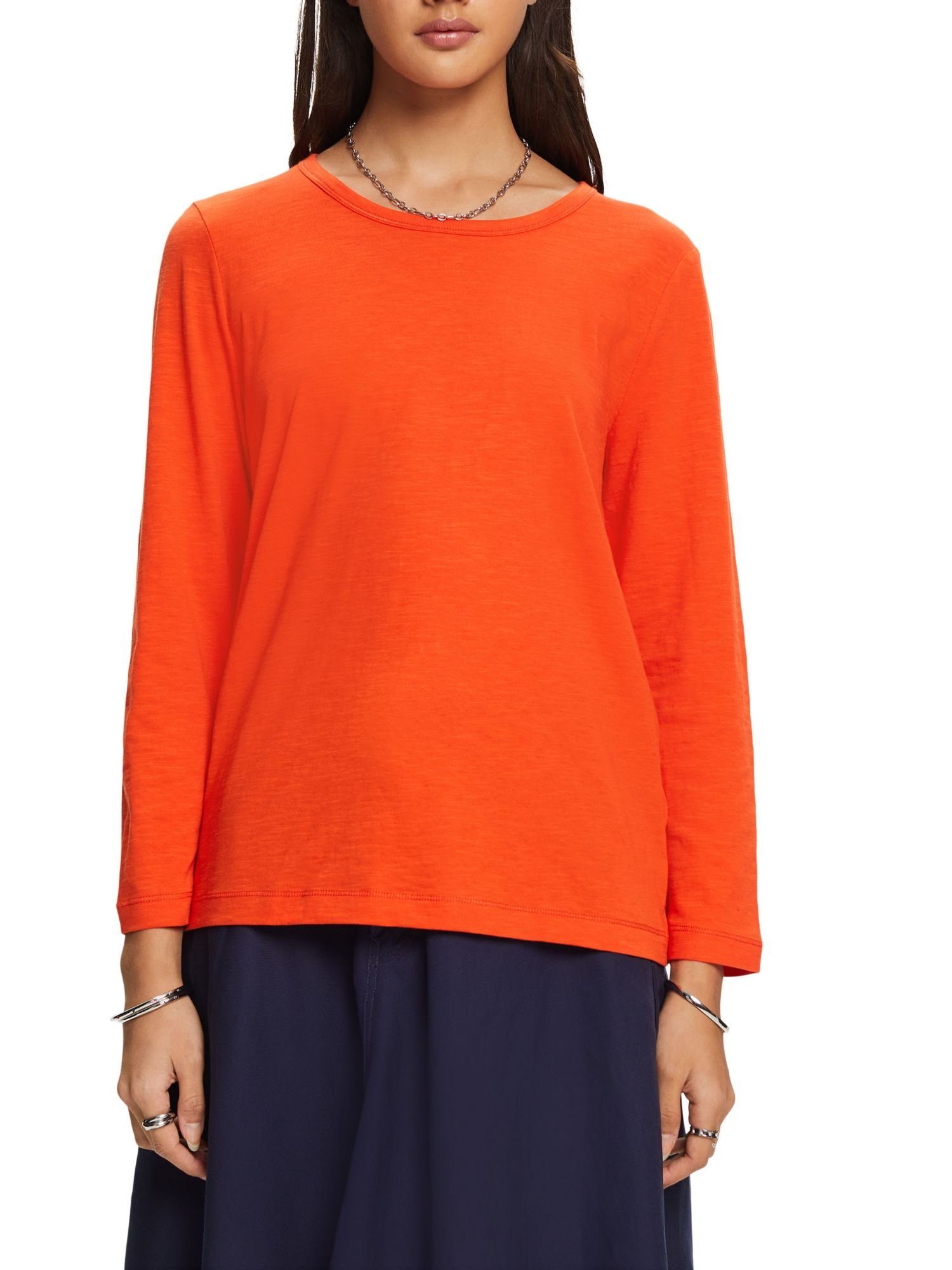 Baumwolle Longsleeve, BRIGHT ORANGE % Esprit 3/4-Arm-Shirt 100