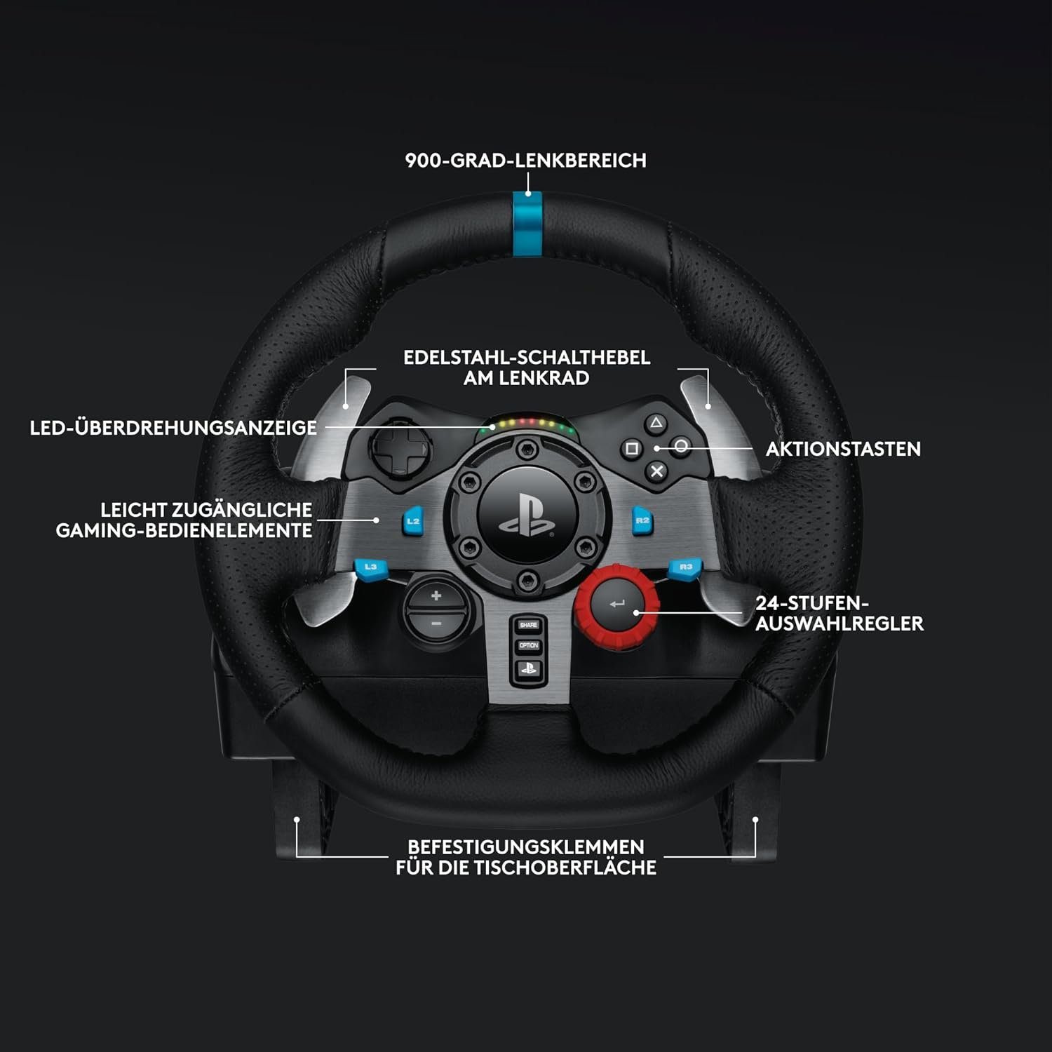 Logitech G29 Driving Force + Schalthebel+ G935 kabelloses Gaming-Headset Gaming-Lenkrad