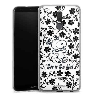 DeinDesign Handyhülle »Peanuts Blumen Snoopy Snoopy Black and White This Is The Life«, Huawei Mate 10 lite Silikon Hülle Bumper Case Handy Schutzhülle