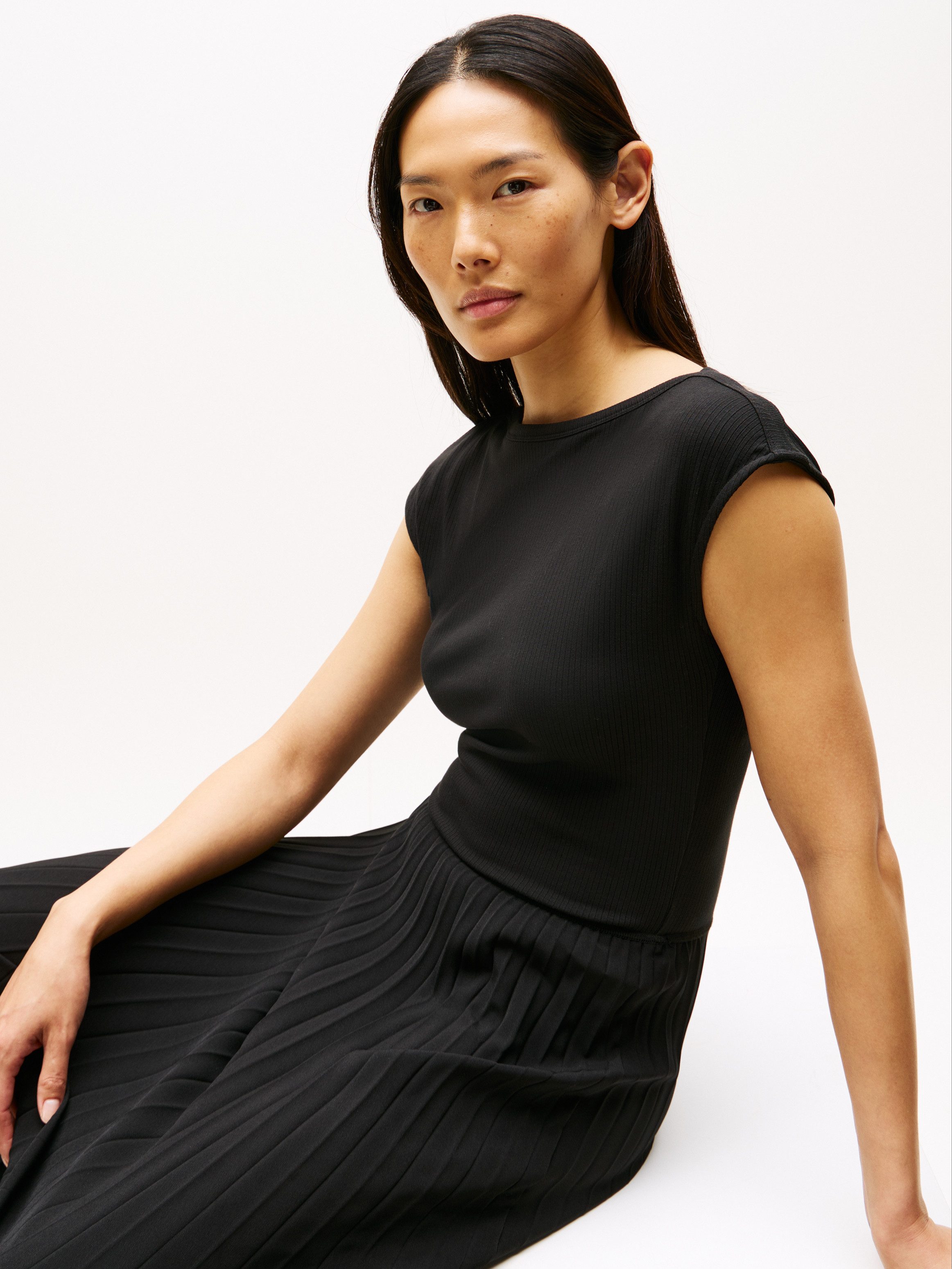 Tommy Hilfiger A-Linien-Kleid 5X2 RIB MIDI günstig online kaufen