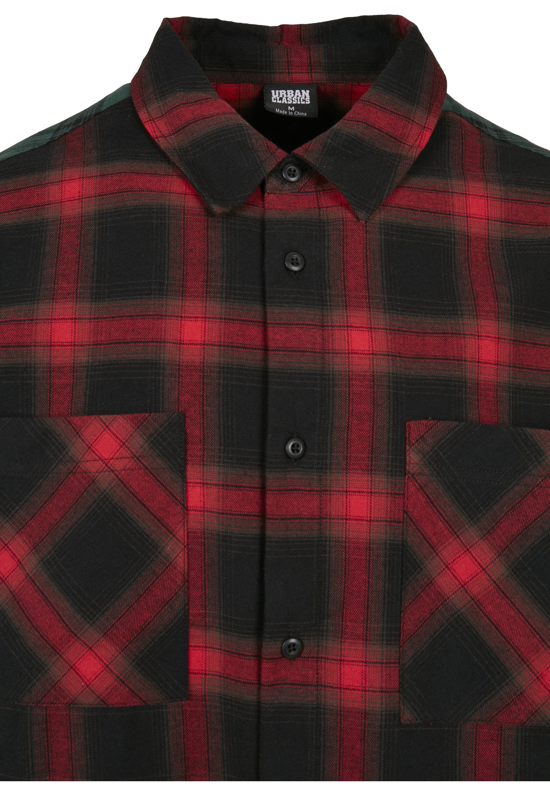 URBAN CLASSICS Langarm-Poloshirt Urban Classics Herren Oversized Mix Check Shirt (1-tlg)