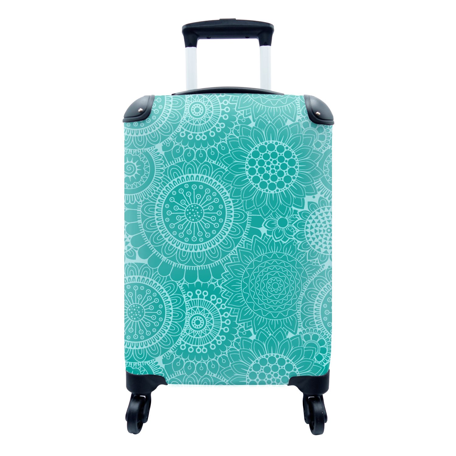 Reisetasche Ferien, - für 4 rollen, Handgepäck Reisekoffer Sonnenblumen Trolley, Muster MuchoWow Handgepäckkoffer mit - Mandala, Rollen,