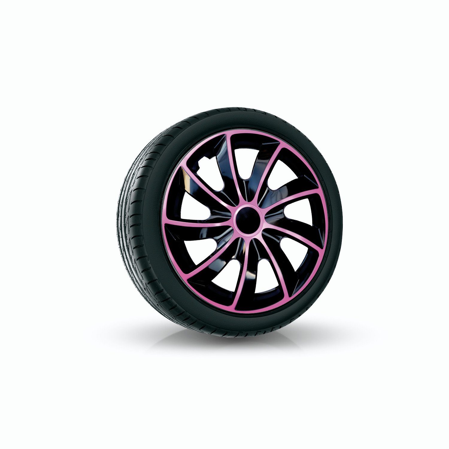 NRM Radkappen QUAD Bicolor, 13 in Zoll, Radzierblenden für Stahlfelgen Zweifarbige Radkappen Satz 4er Set