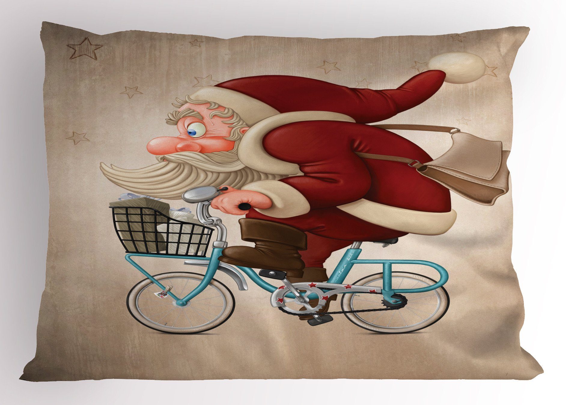 Kissenbezüge Dekorativer Standard King Size Gedruckter Kissenbezug, Abakuhaus (1 Stück), Weihnachten Sankt reitet ein Blue Bike