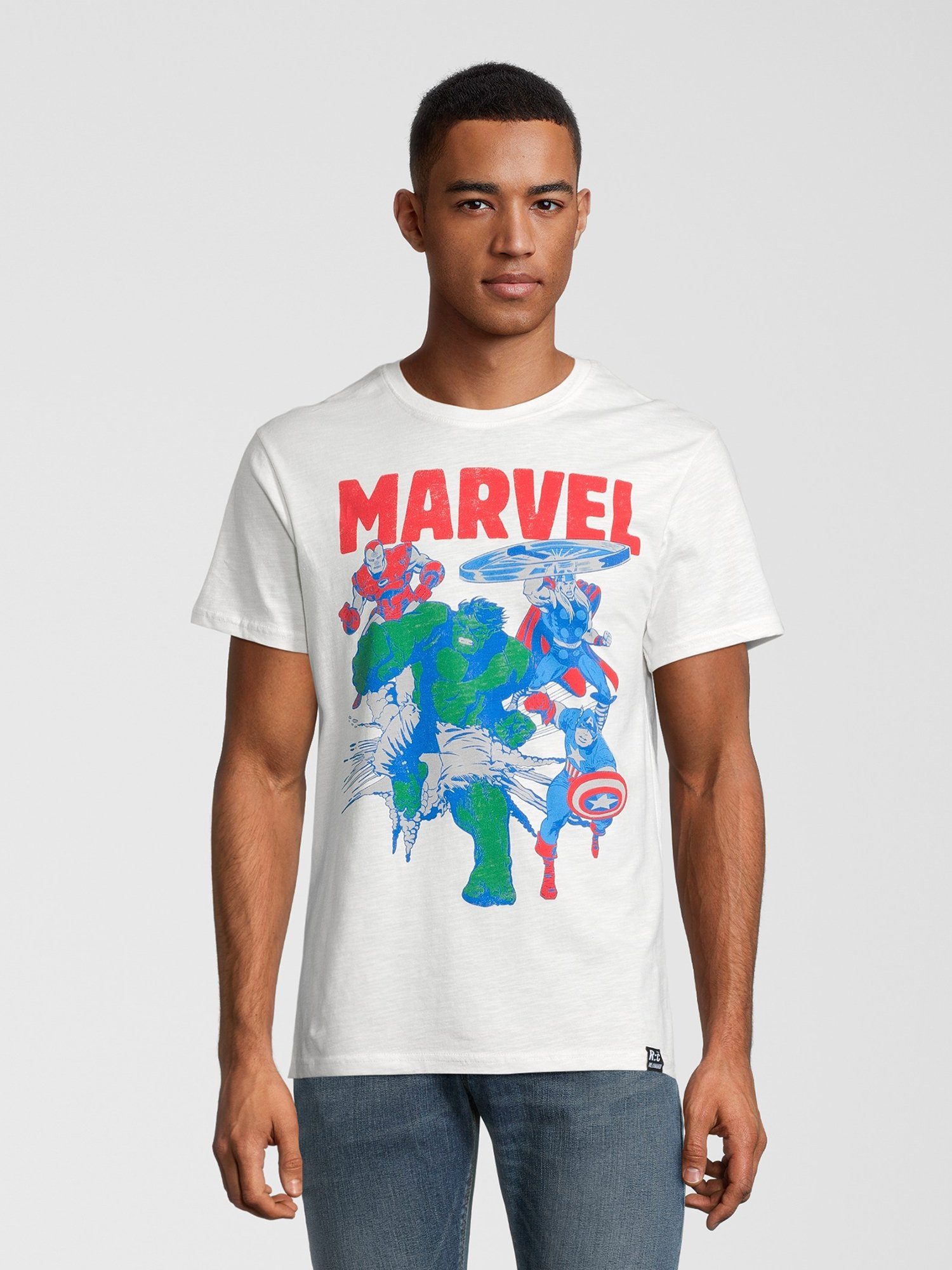 White & Thor, Man, Bio-Baumwolle GOTS America Recovered The Captain Iron T-Shirt Hulk Marvel zertifizierte