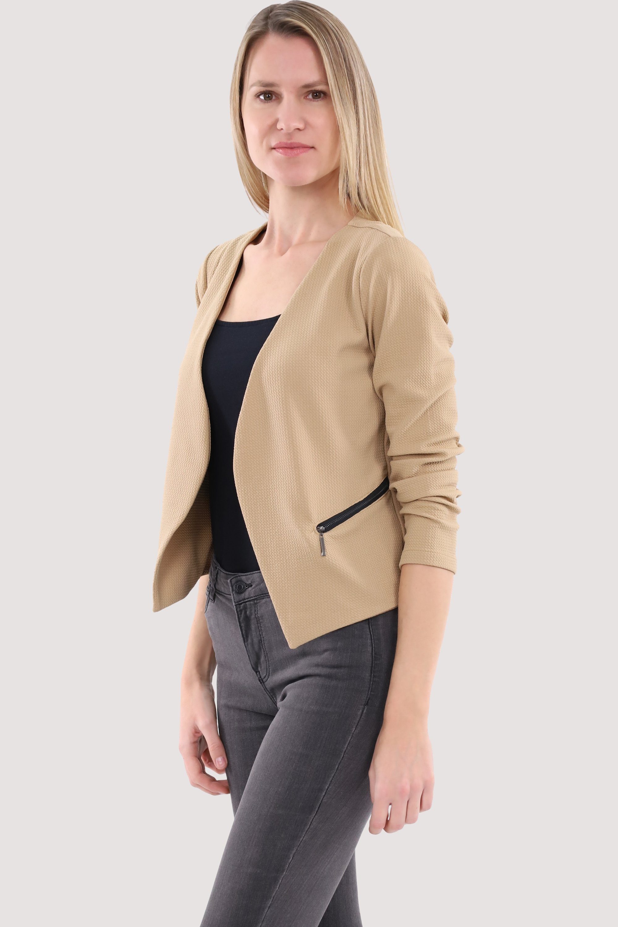 malito more Sweatblazer fashion Jackenblazer im than 6040 Basic-Look beige