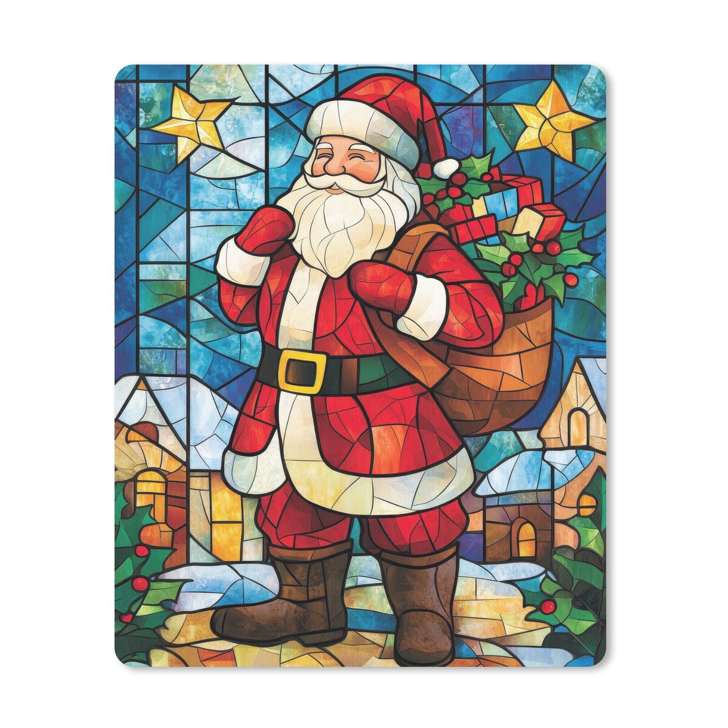 MuchoWow Mauspad Weihnachtsmann - Glas - Farbenfroh (1-St), Büro für Tastatur und Maus, Mousepad Gaming, Desk Mat, 30x40 cm