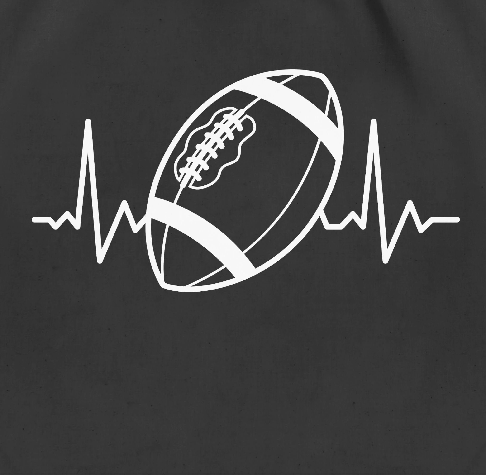 Shirtracer Turnbeutel Football Herzschlag - weiß, American Football NFL