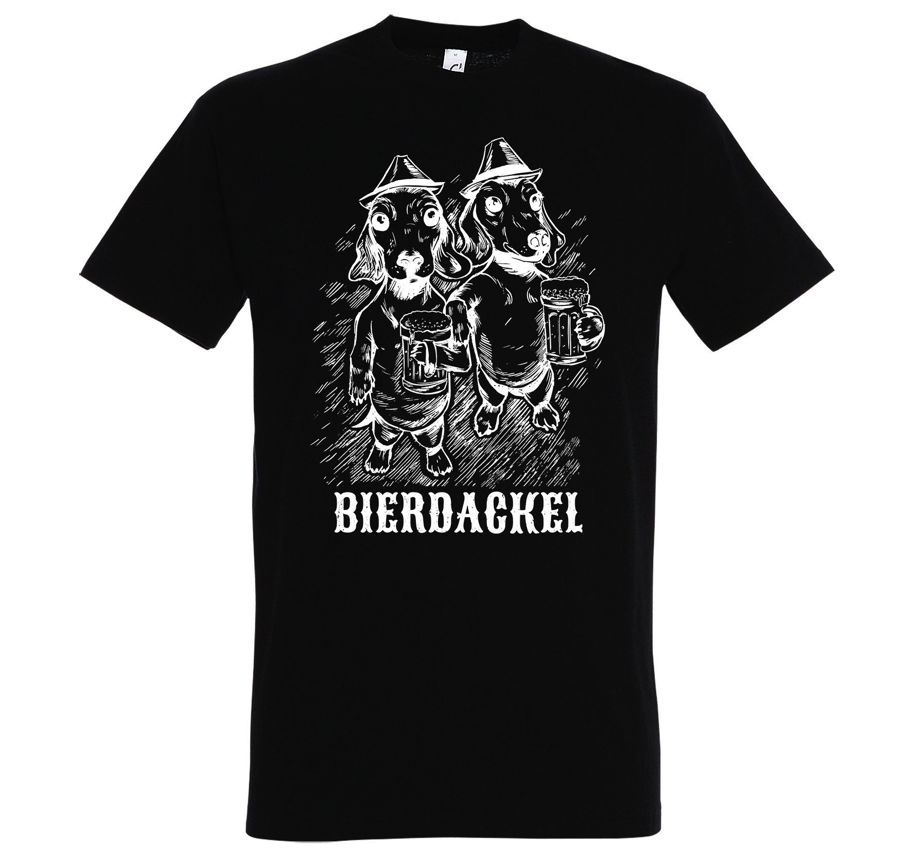 Schwarz Hunde mit Frontprint Youth trenigdem Designz Herren Dackel Shirt T-Shirt Bier