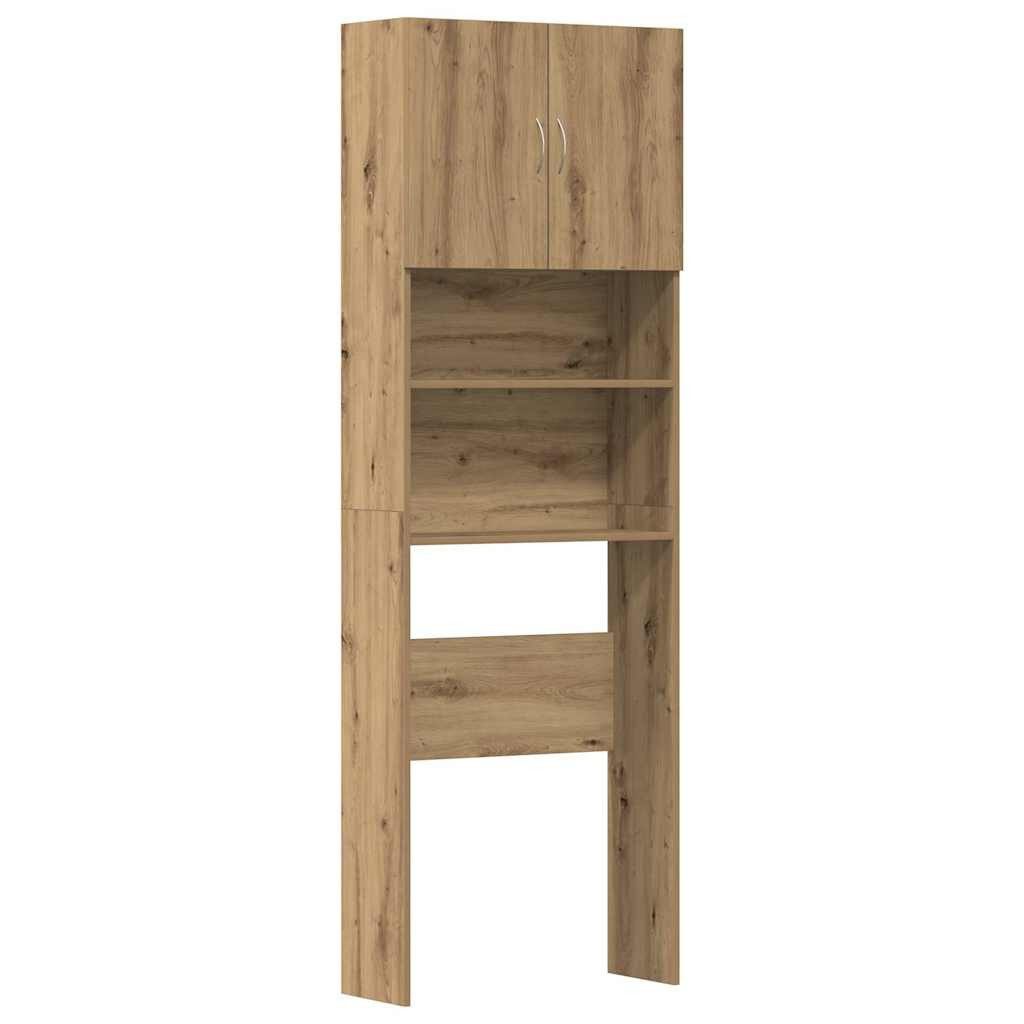 vidaXL Badregal NA Wandregal Bad Holzwerkstoff 64x24x190 cm mit 2 Fächern für Stauraum