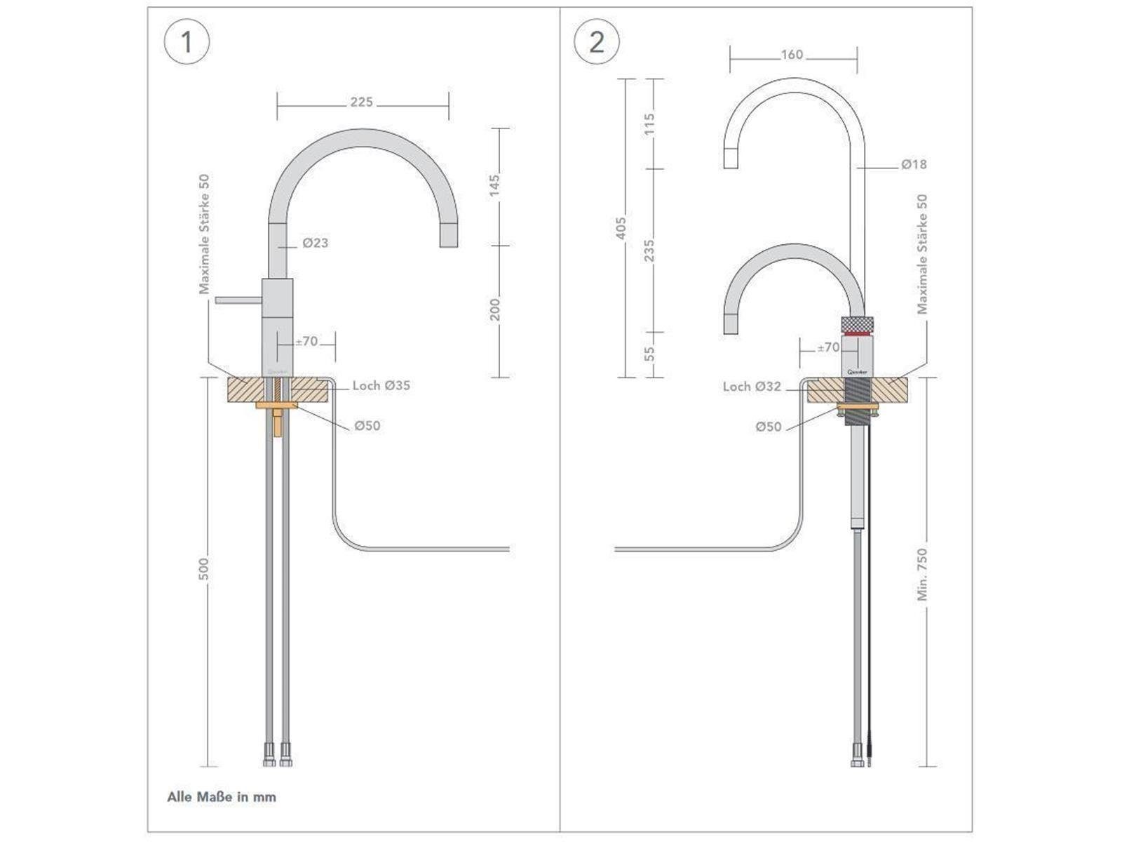 *inkl. Twintaps Reservoir Voll-Edelstahl QUOOKER Nordic JAHRE GARANTIE* 22+NRRVSTT COMBI+ mit Round Küchenarmatur 7