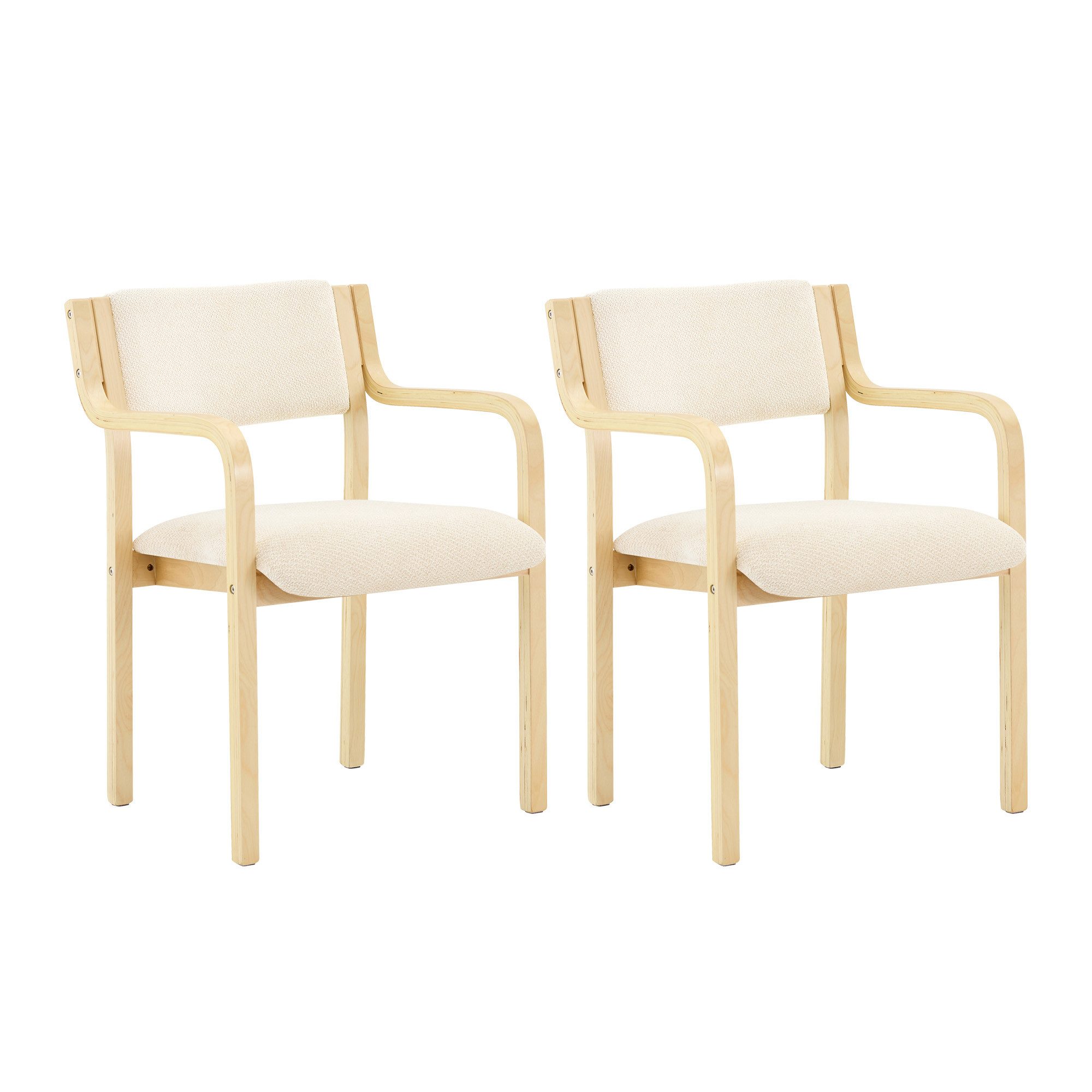 gopop Esszimmerstuhl 2er-Set aus Massivholz, cremefarben/grau,Landhausstil (Set, 2 St)