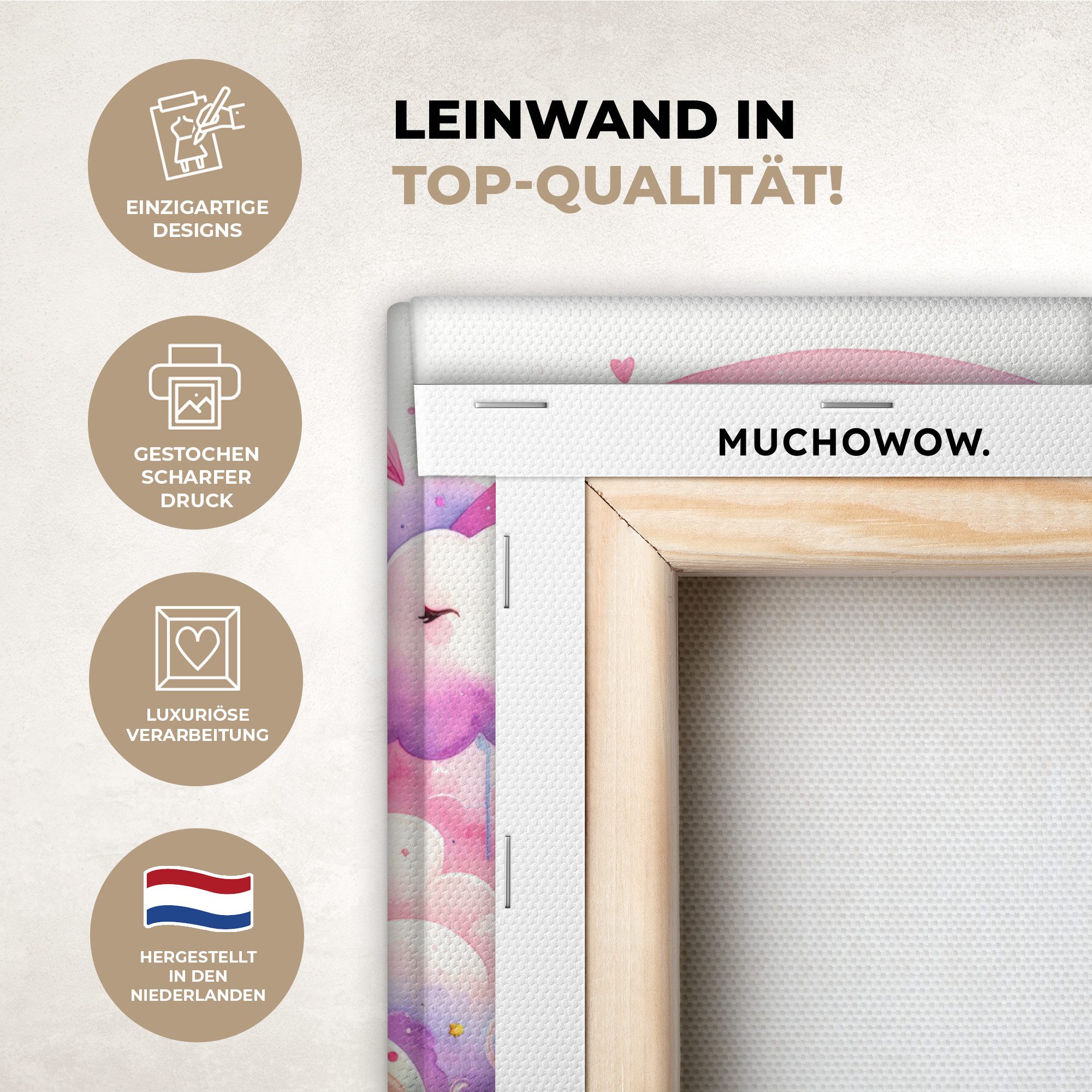OneMillionCanvasses® Leinwandbild Einhorn - Prinzessin - Einhorn - Rosa - R günstig online kaufen