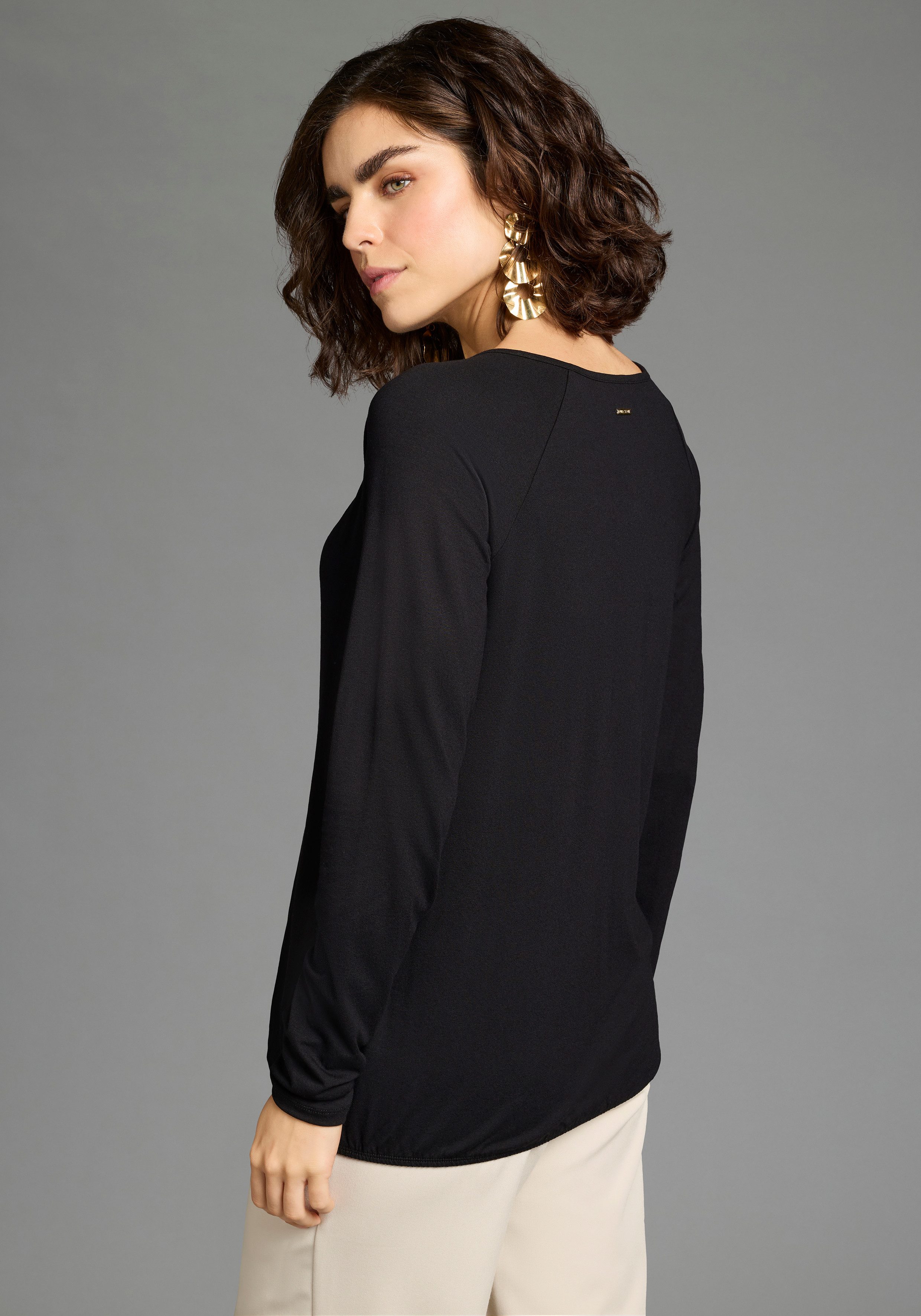 Laura Scott Longsleeve mit Schmuckelement, elastischer Bund