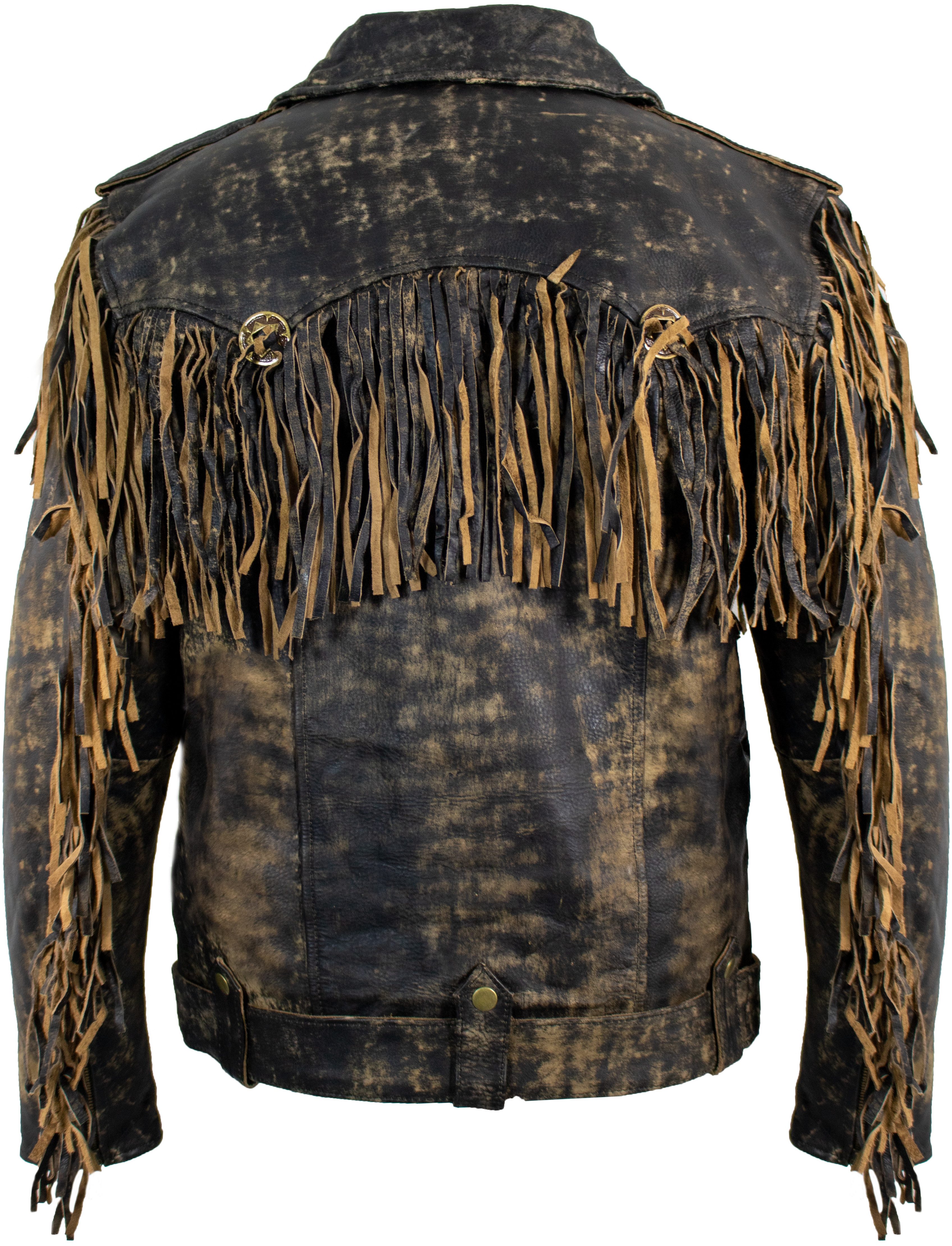 MDM Motorradjacke Fransen Motorrad Chopper Lederjacke Vintage Herren Franse günstig online kaufen