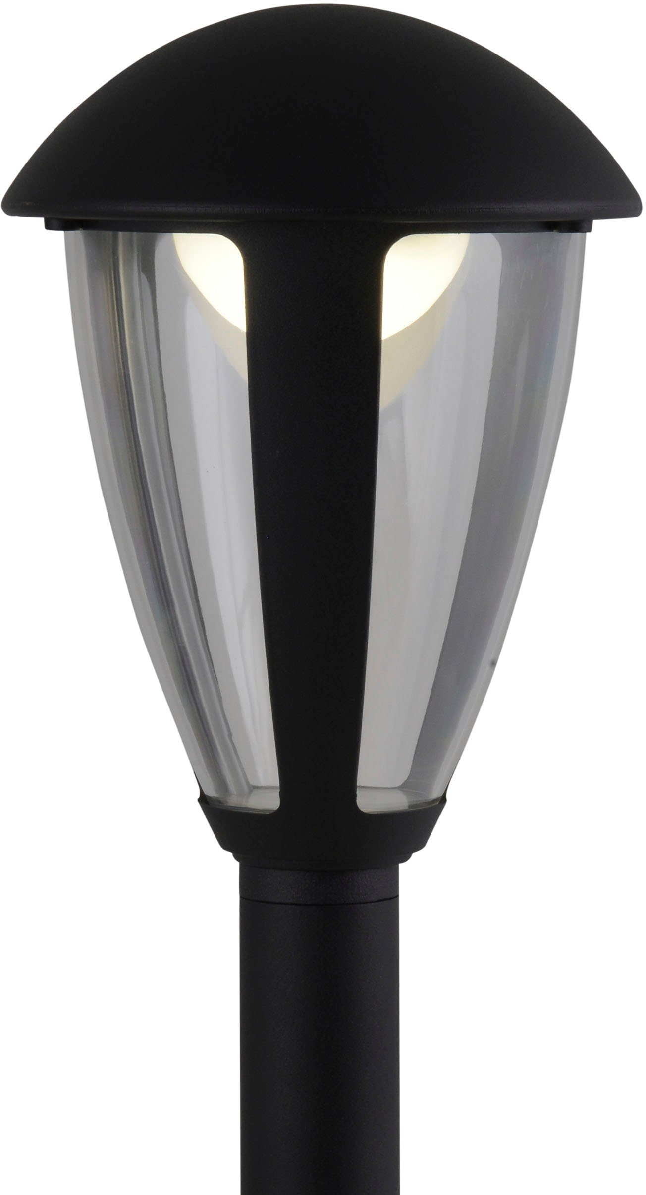 Kunststoff LED 14x LED Aluminium klar IP44 incl. Warmweiß, näve schwarz Clint, Außen-Stehlampe 100cm Höhe