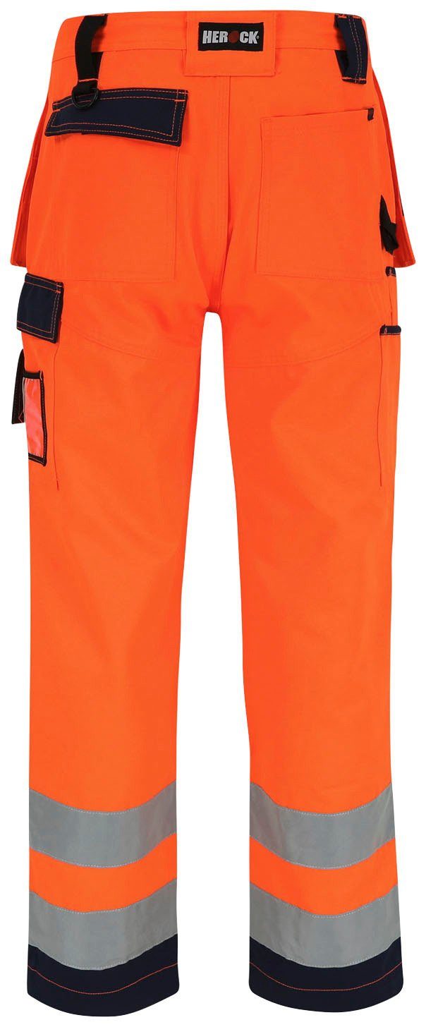 Herock Arbeitshose sehr orange 2 viele angenehm feste Taschen, Styx Hose Nageltaschen, Wasserabweisend, Warnschutz