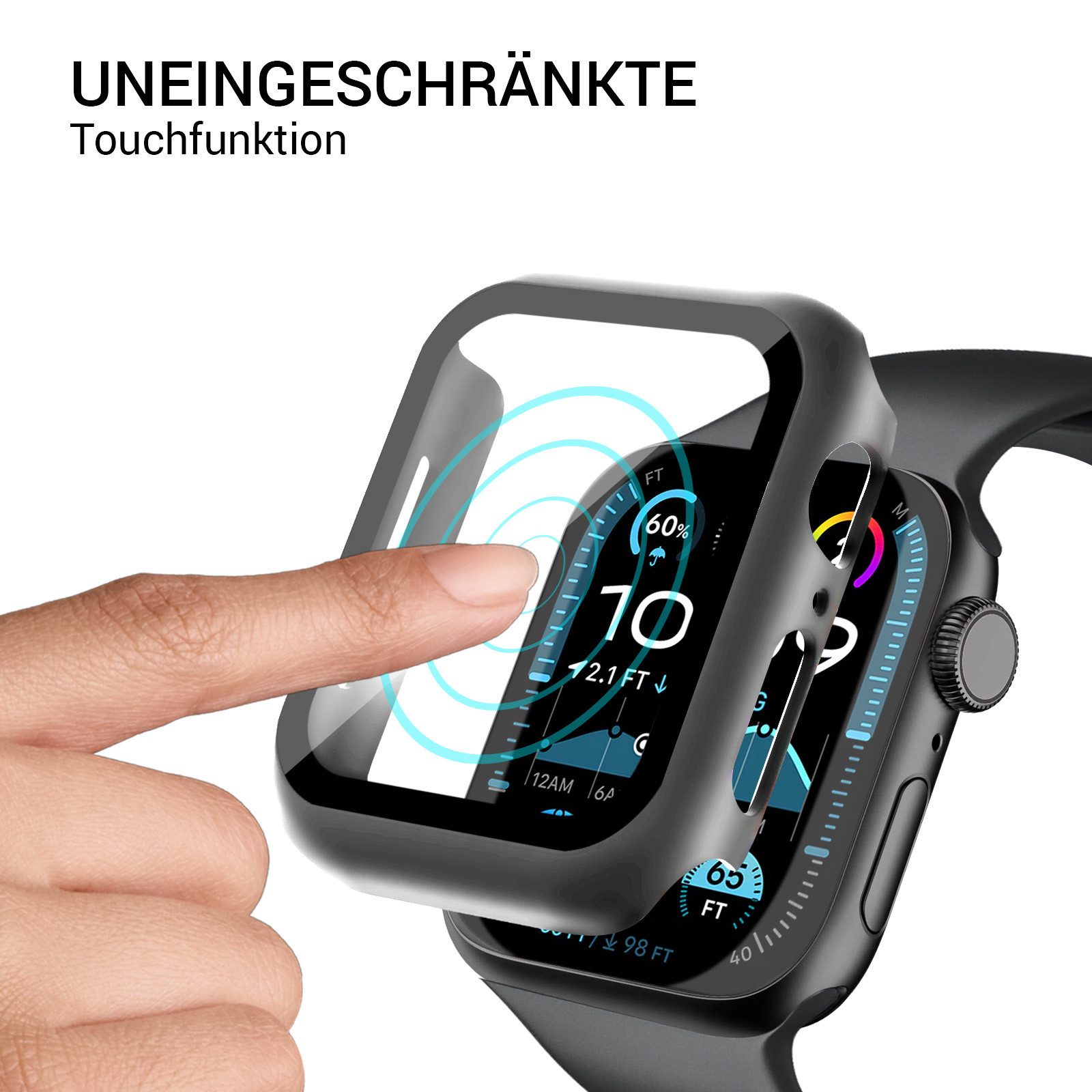 Tec-Expert Smartwatch-Hülle Hülle mit Displayschutz für Apple Watch 4 / 5 / 6 / SE 1-3 40 mm 40 mm, Rundum Schutz Cover Case Bumper stoß-und kratzfest robust – Bild 5 von 5