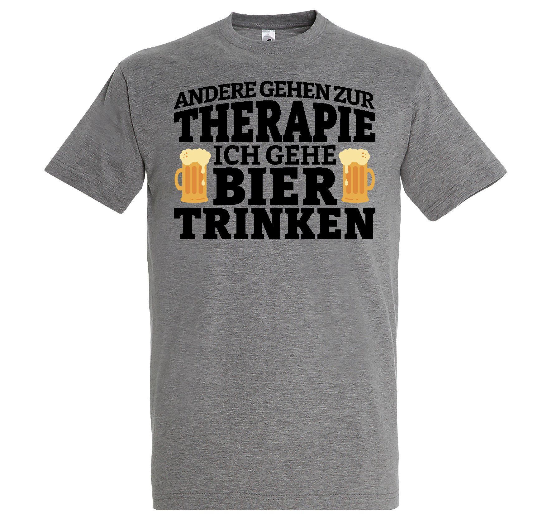 Lustigem Bier T-Shirt Herren Shirt Grau Spruch Designz Youth mit Therapie Bier