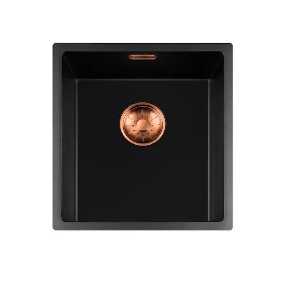 togo Küchenspüle 34BQ-FU-Copper, rechteckig, 38/44 cm, Schwarze Quarz Spüle