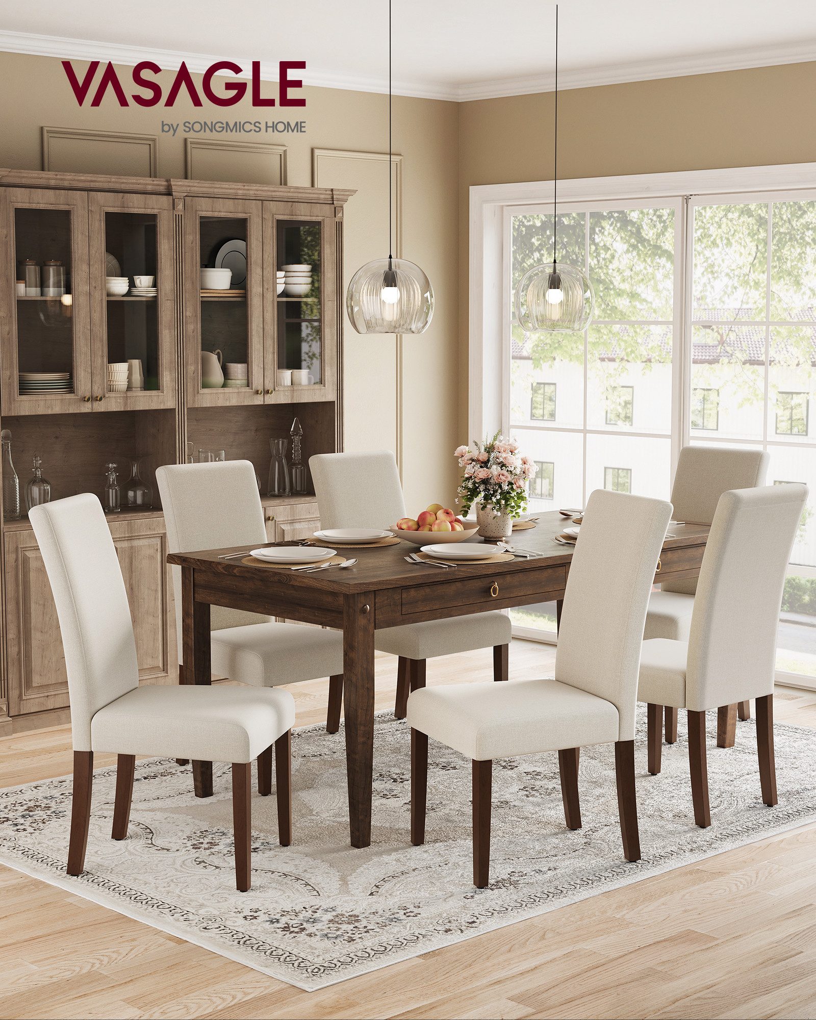 VASAGLE Esszimmerstuhl 2er Set/ 4er Set/ 6er Set Esszimmerstühle, Küchenstuhl (Set, 6 St), Parsons-Stil, 58 x 48 x 99 cm, stuhl bis 120 kg