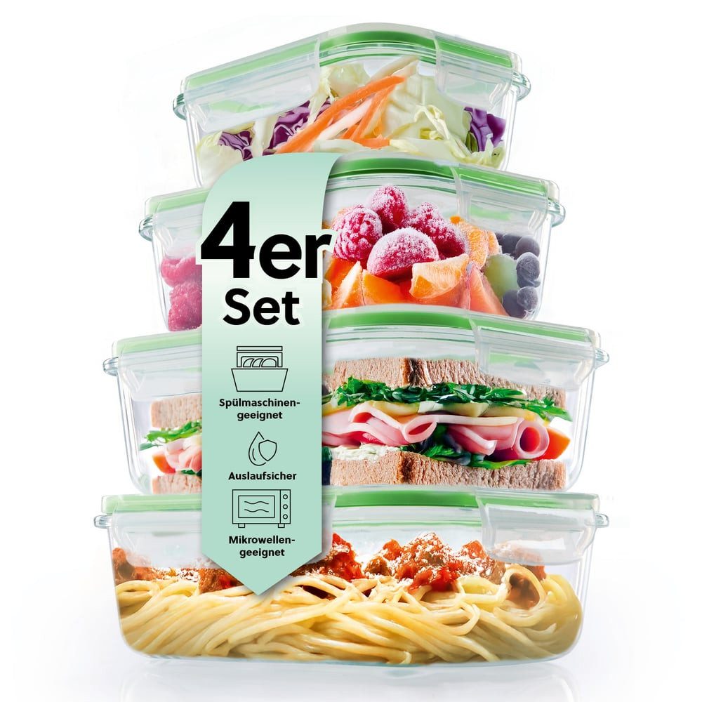 GOURMETmaxx Frischhaltedose Lunchbox, Polypropylen (PP)/Silikon, (8-tlg), Glas-Frischhaltedosen Klick-it inkl. Ventil