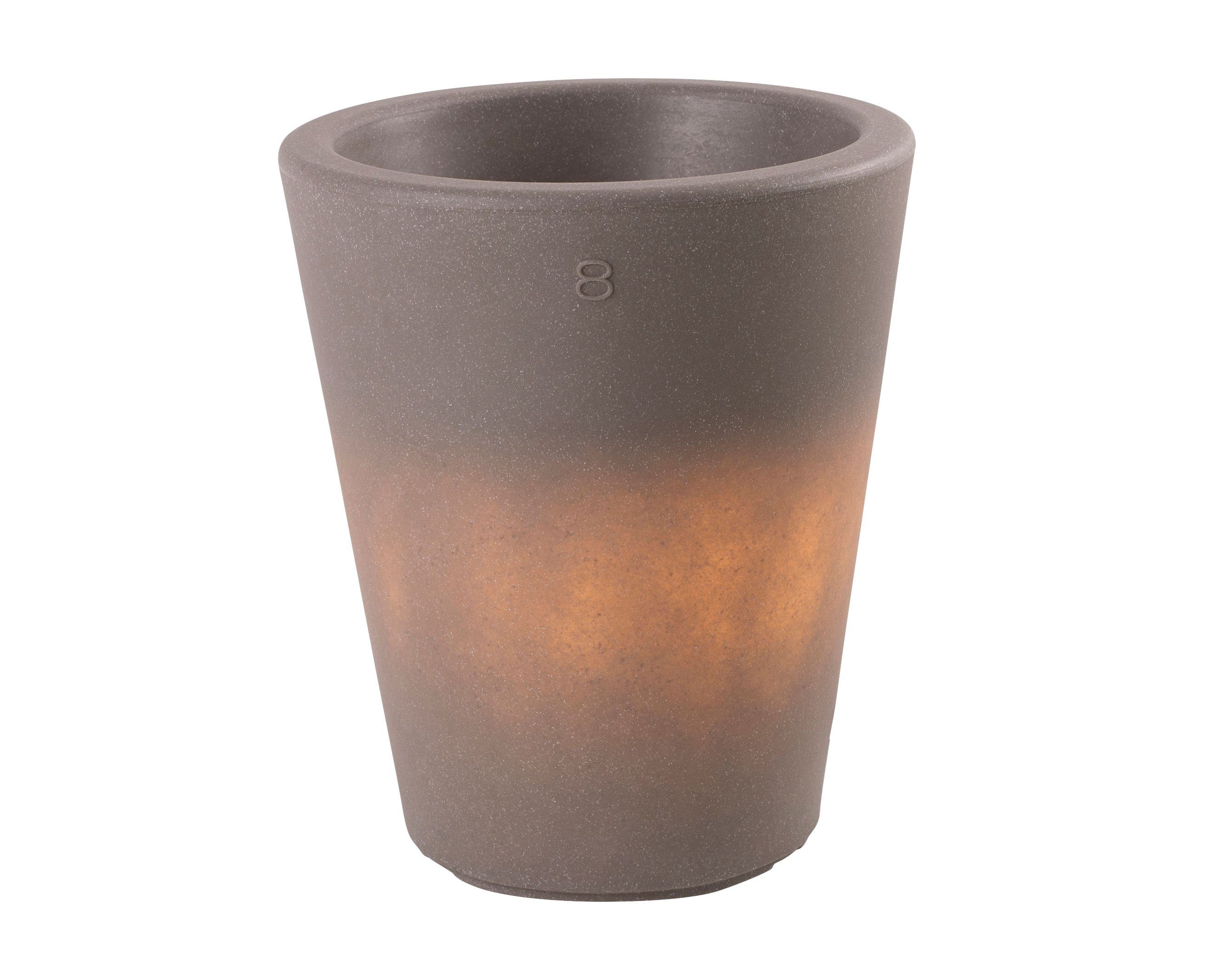 8 seasons design LED Gartenleuchte Shining Pots, LED WW, LED wechselbar, warmweiß, 34 cm taupe für In- und Outdoor