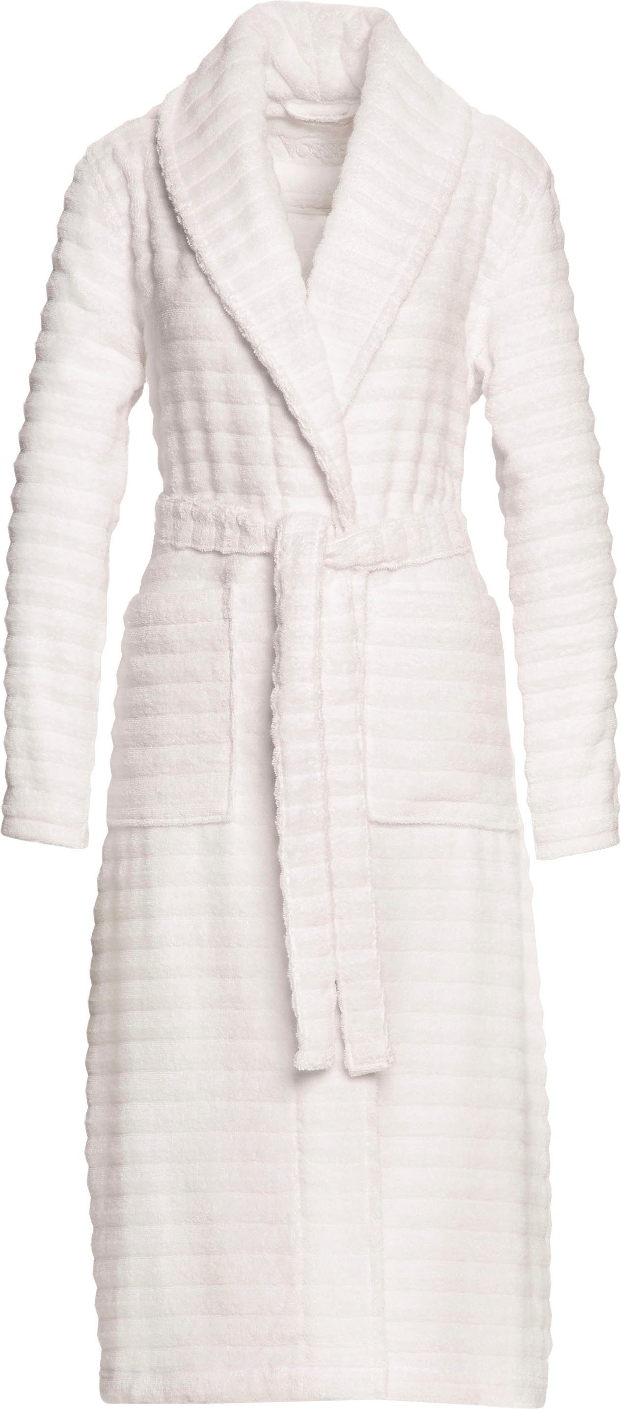 Vossen Bademantel Coco, ideal für Sauna & Spa, Hotelbademantel, Morgenmantel, Langform, Webfrottier, Schalkragen, Gürtel, softes Wellendesign