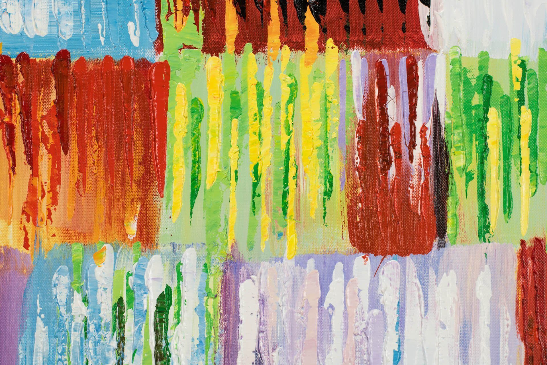 HANDGEMALT Leinwandbild 100% Gemälde Rainbow Wandbild Wohnzimmer Vibes KUNSTLOFT 60x60 cm,